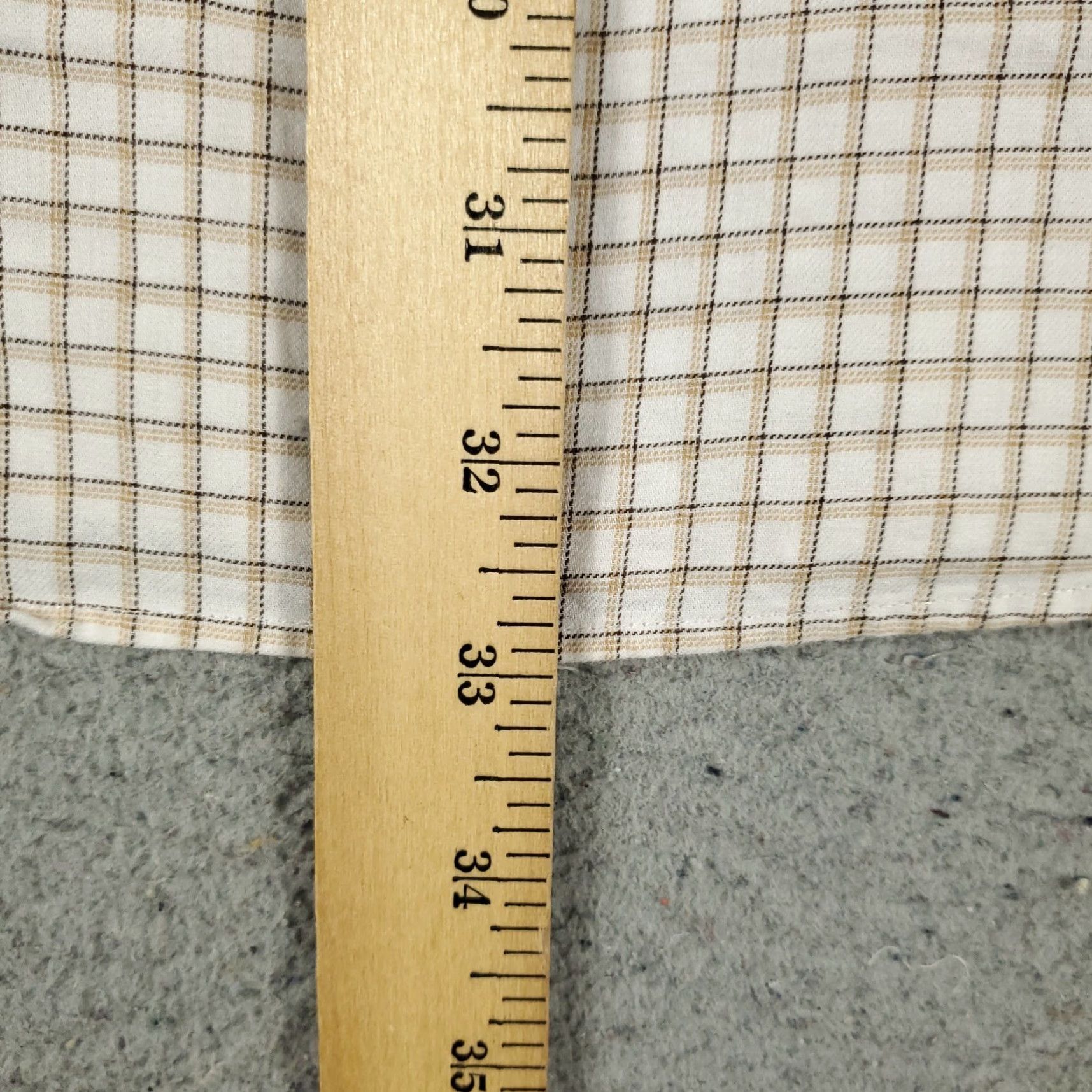 Ralph Lauren VINTAGE Ralph Lauren Dress Shirt Mens 16 Beige Check Long Sleeve Cotton Regular Fit Business Casual Formal Men Size 42R - 6 Thumbnail