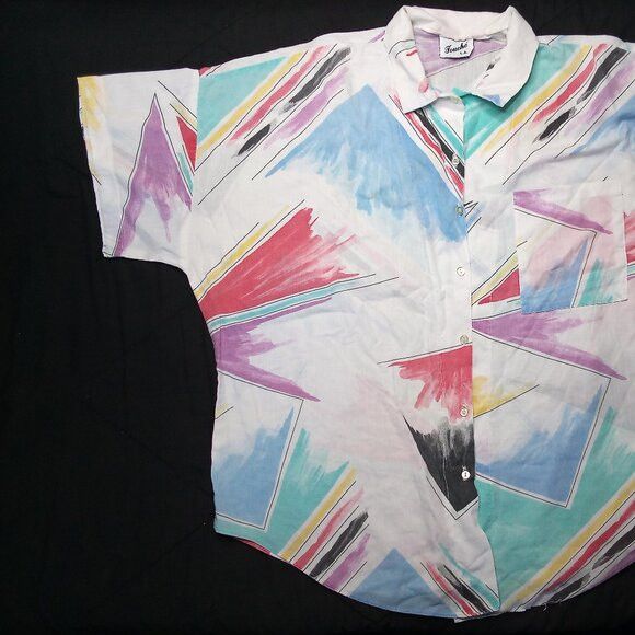 Vintage Vintage Touche Abstract Geometric Strokes Shirt Blouse Size XXL / US 16-18 / IT 52-54 - 3 Thumbnail