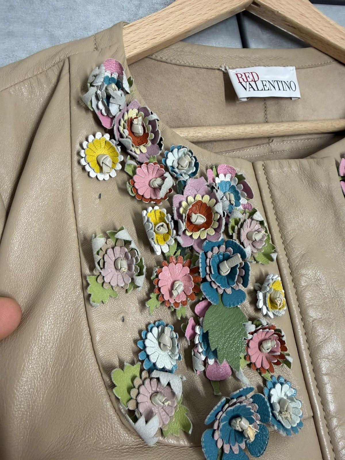 RED Valentino Red Valentino Leather Floral Abstract Jacket Size S / US 4 / IT 40 - 5 Thumbnail