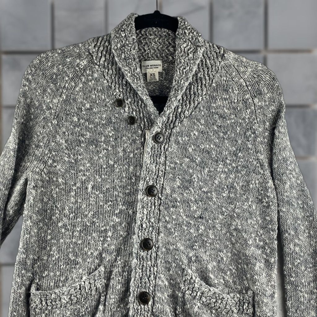 Club Monaco Club Monaco Sweater Womens XS Gray Cardigan Button Front Double Pockets Linen Cotton Blended Fabric Modern Womens Size XS / US 0-2 / IT 36-38 - 1 Thumbnail