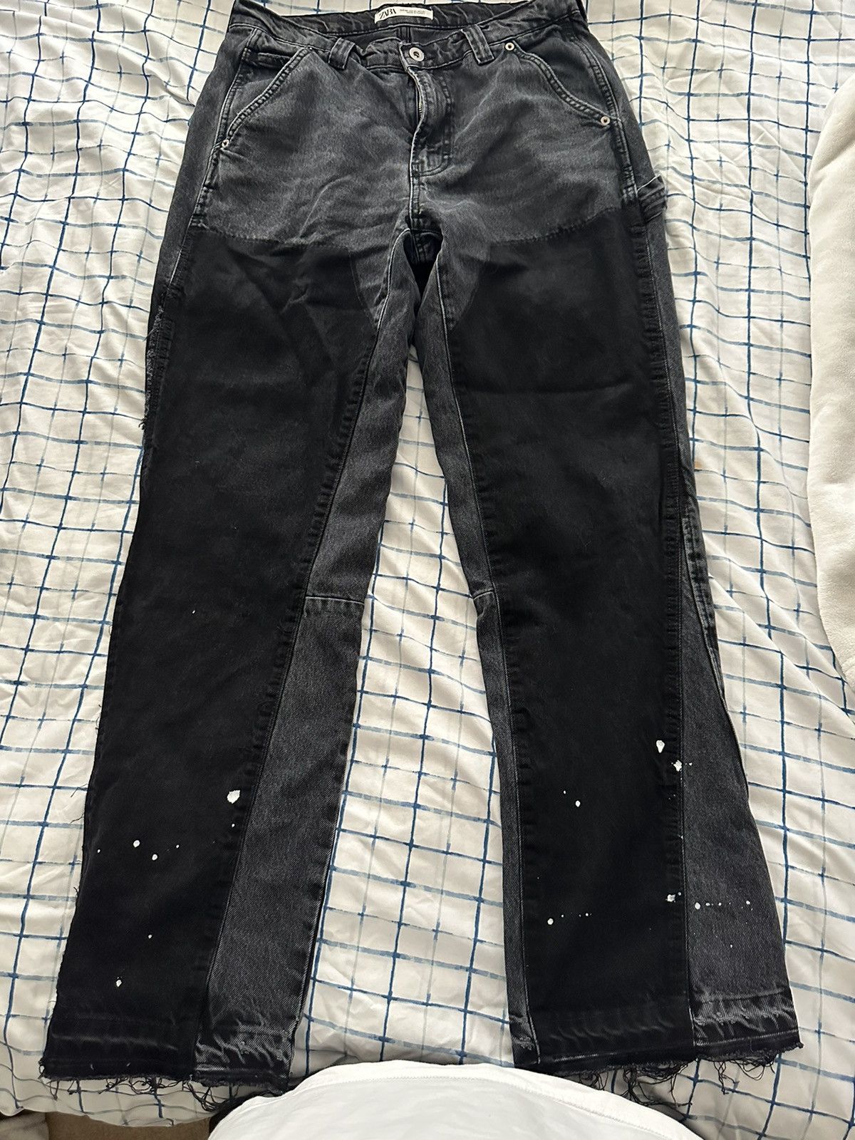 zara-faded-double-knee-zara-flared-jeans-grailed