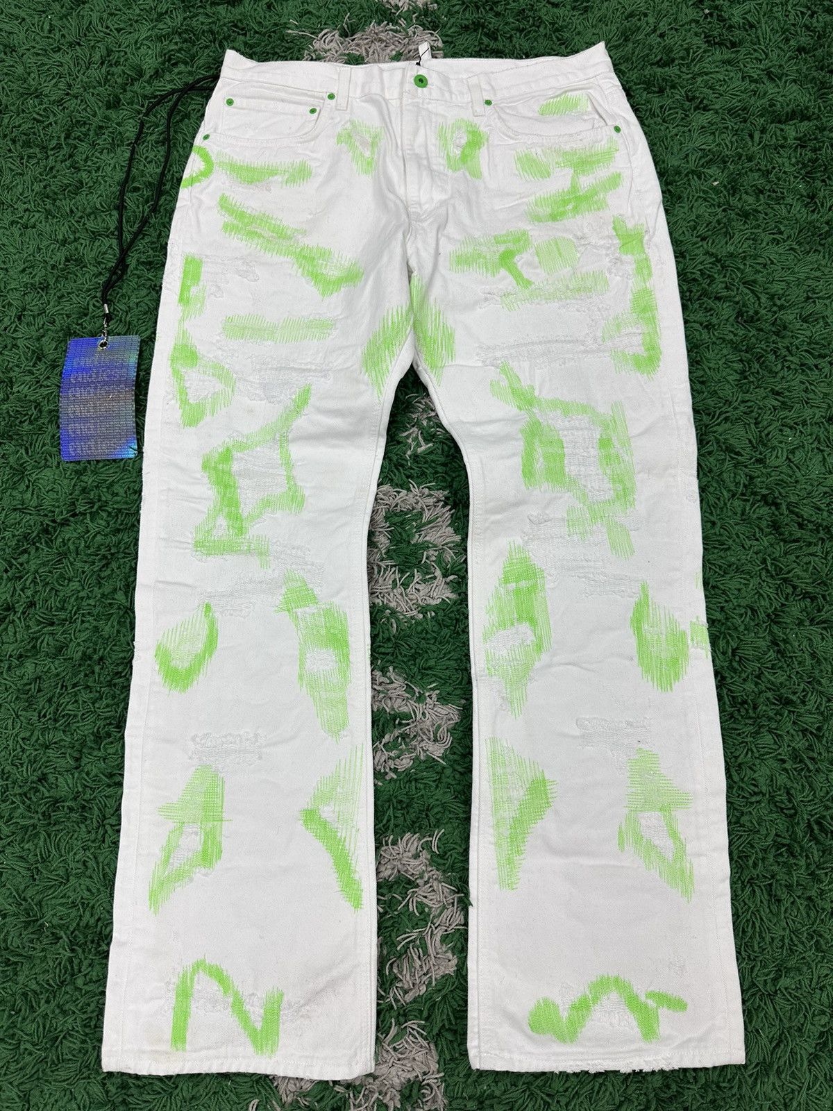 Endless Endless Denim White Green Jeans 38 Size US 38 / EU 54 - 2 Thumbnail