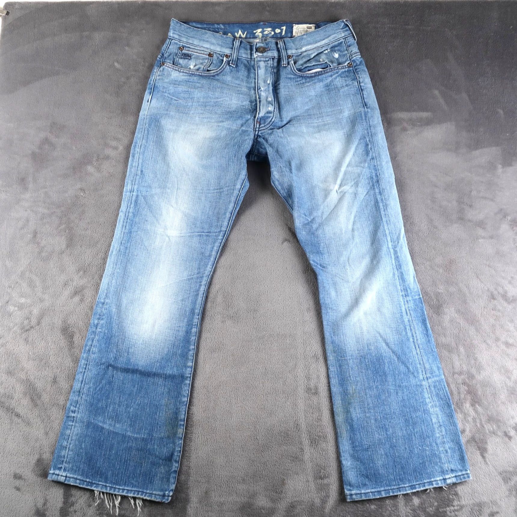 G-Star G-Star Raw Denim Jeans Men's Blue Size 33x30 Bootcut Denim 100% Cotton Button Fly Italy Regular Stretch Jeans Mens Bootscut blue wash 5-Pocket Size US 33 - 2 Thumbnail