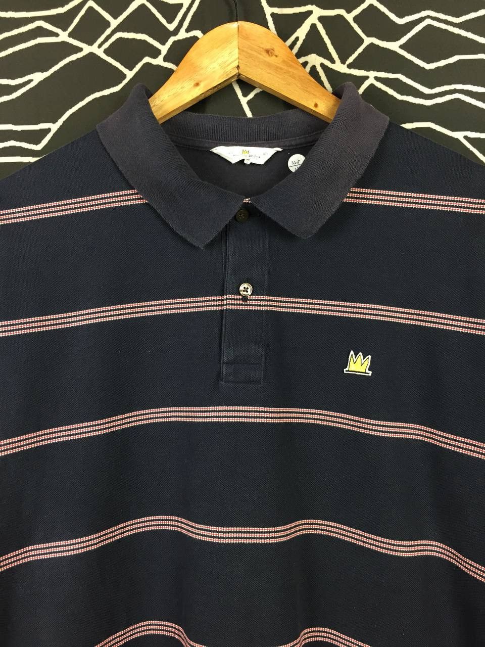 Jean-Michel Basquiat Uniqlo x Jean-Michel Basquiat Crown Logo Striped Polo Shirt Size US XL / EU 56 / 4 - 3 Thumbnail