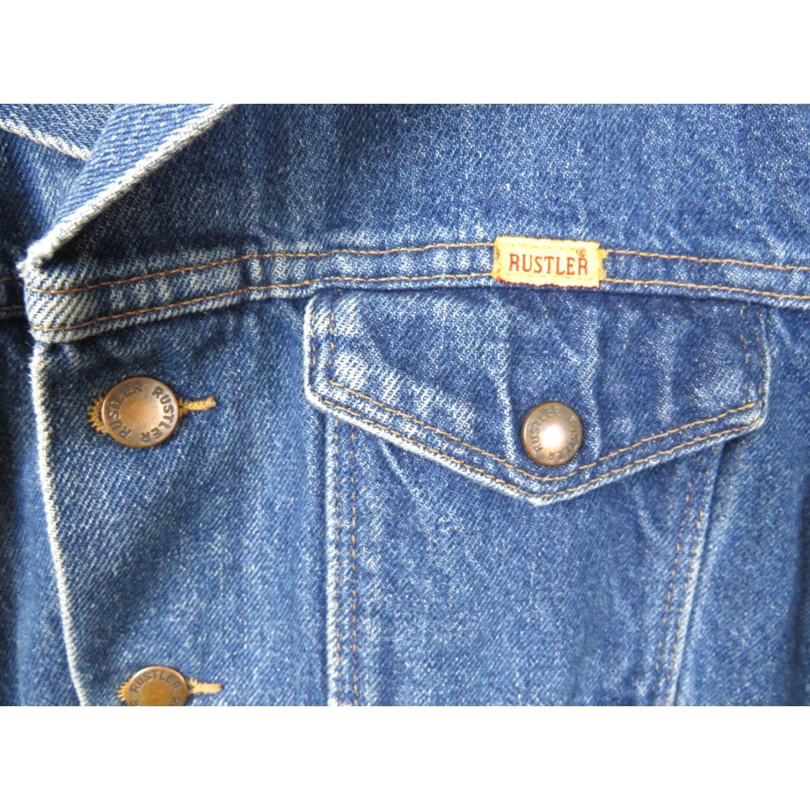 Vintage VINTAGE Rustler Denim Jacket Blue Regular L Mens 80s 90s USA Button Collared Pockets Distressed Size US 33 - 4 Thumbnail