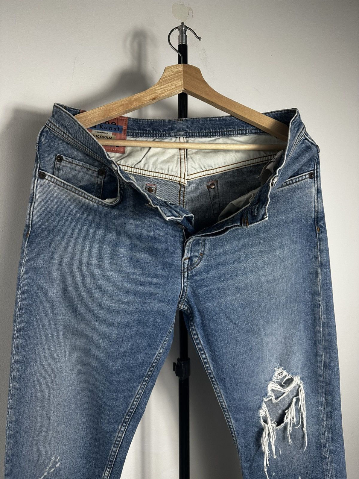 Acne Studios Acne Studios Blå Konst River Blue Destroyed Jeans W31 L32 Size US 31 - 2 Thumbnail