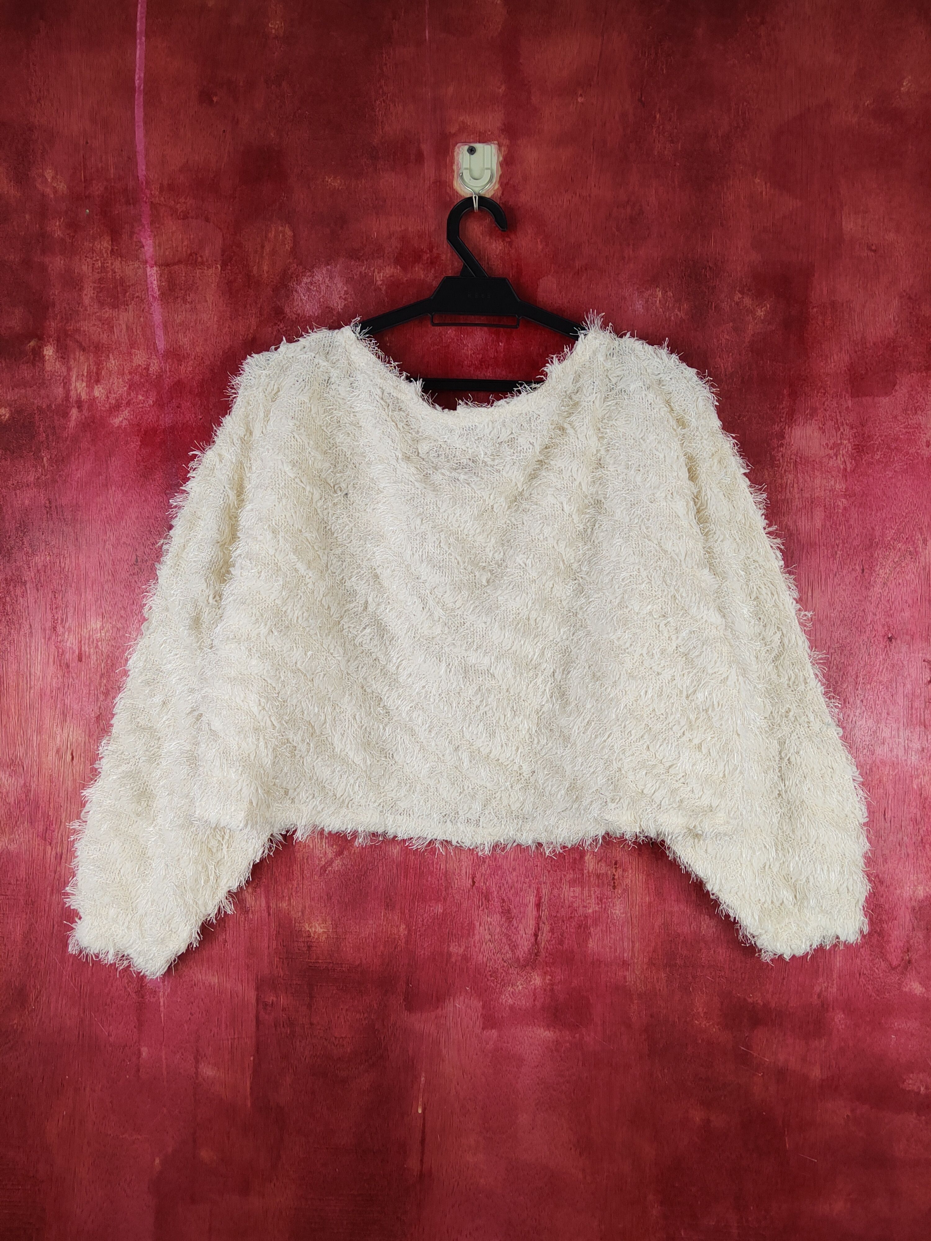 Homespun Knitwear Anzu Cream Shag Shaggy Fur Mohair Knitwear #S1887 Size M / US 6-8 / IT 42-44 - 7 Thumbnail