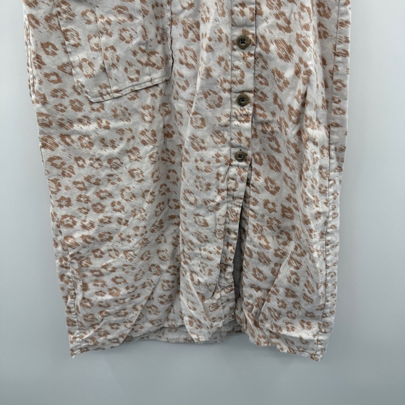 Joie Joie Coady 100% Linen Leopard Animal Print Midi Dress Sz XS Size XS / US 0-2 / IT 36-38 - 4 Thumbnail