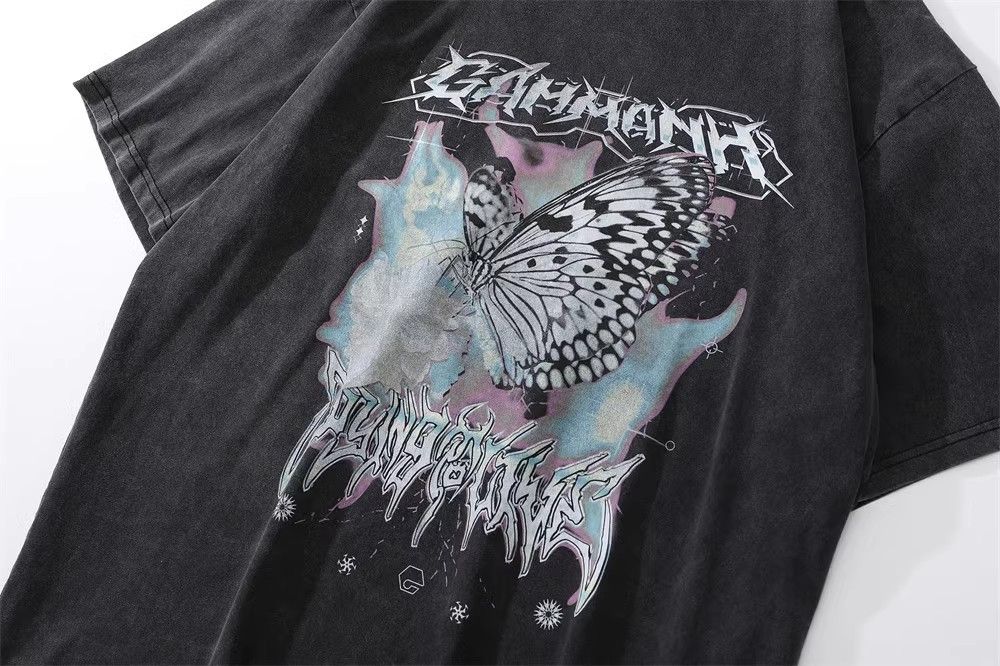 Japanese Brand × Vintage Butterfly print washed distressed short-sleeved T-shirt Size US L / EU 52-54 / 3 - 4 Thumbnail