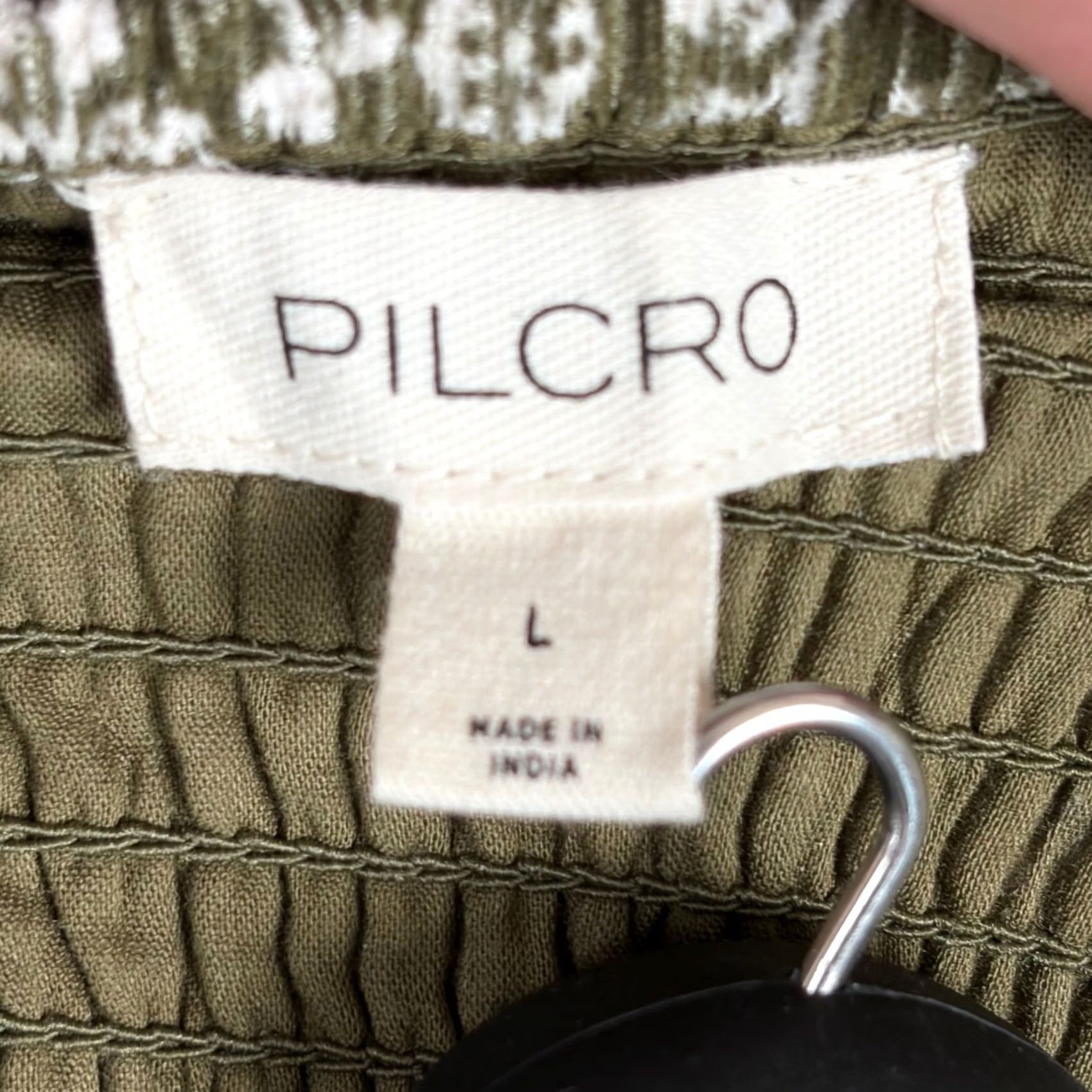 Vintage Pilcro Anthropologie Corduroy Peplum Top Olive Green Floral Puff Sleeve Large Size L / US 10 / IT 46 - 3 Thumbnail