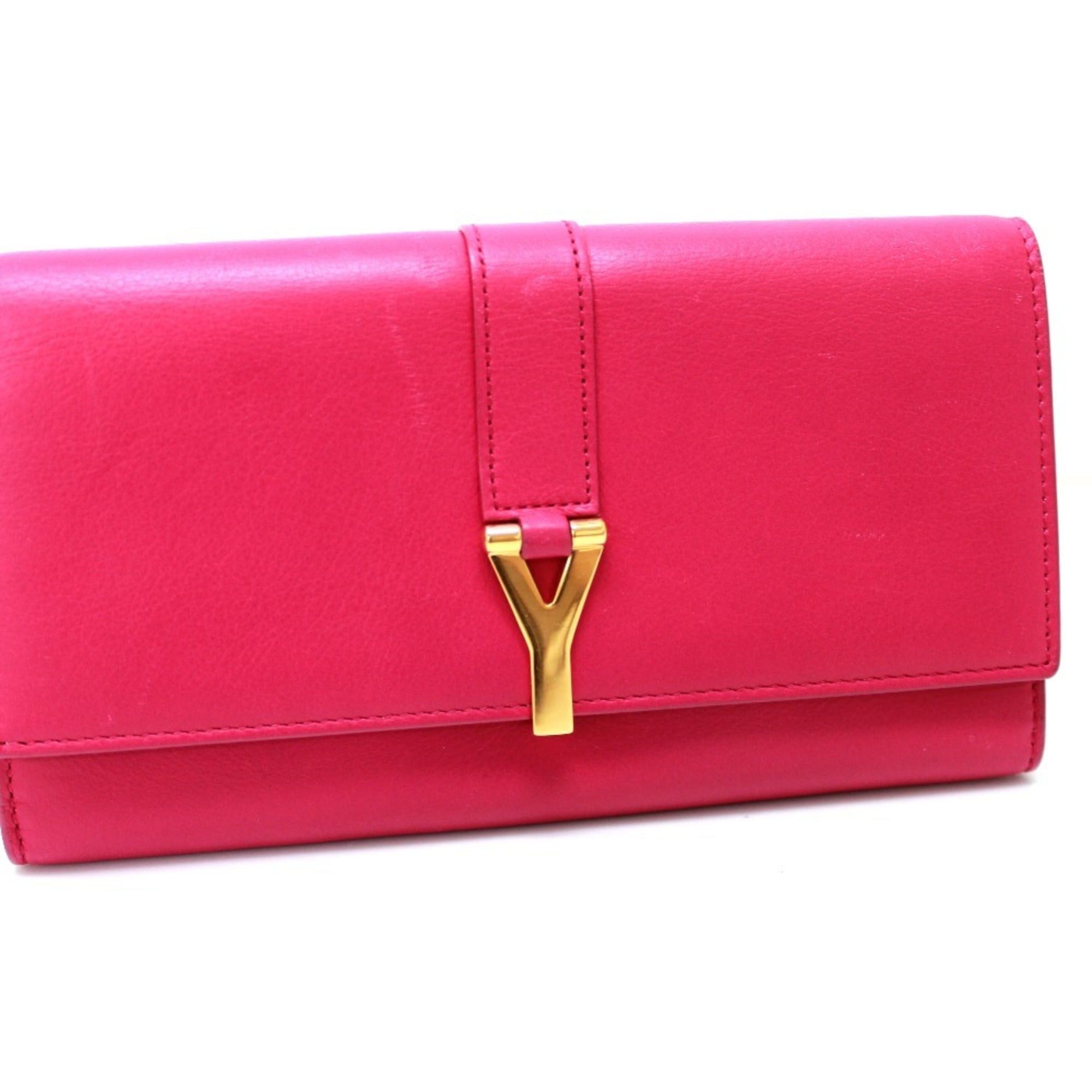 Yves Saint Laurent Yves Saint Laurent SAINT LAURENT PARIS 314995 Y-Line Flap Wallet, Leather, Women's, Pink Size ONE SIZE - 1 Thumbnail
