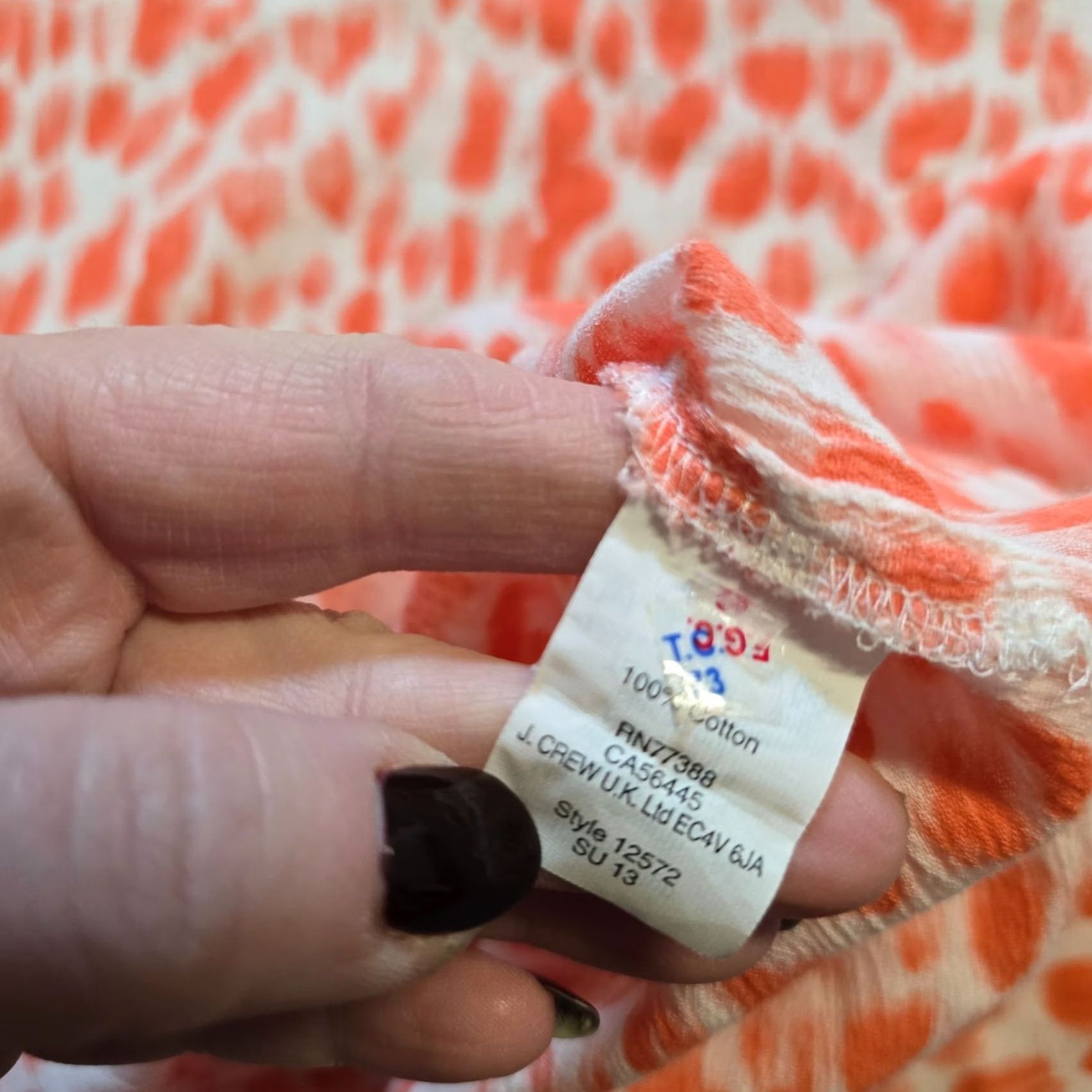 J.Crew J.CREW Blouse Shirt Womens S Orange White Dotted 3/4 Sleeve Tunic Beachy Career Vintage No Size S / US 4 / IT 40 - 7 Thumbnail