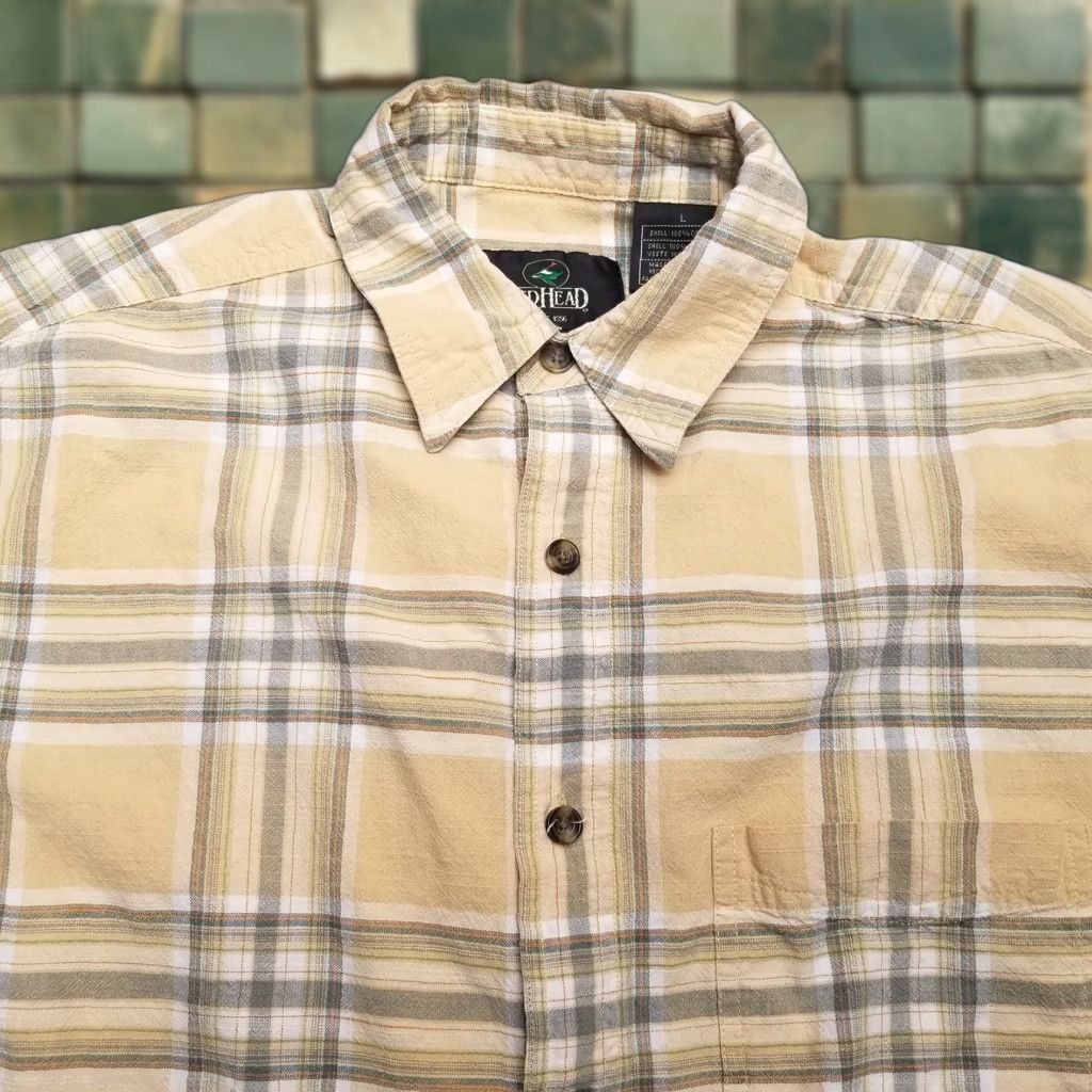 Vintage VINTAGE RedHead Shirt Mens L Beige Plaid 100% Cotton Short Sleeve Casual Outdoor Size US L / EU 52-54 / 3 - 1 Thumbnail