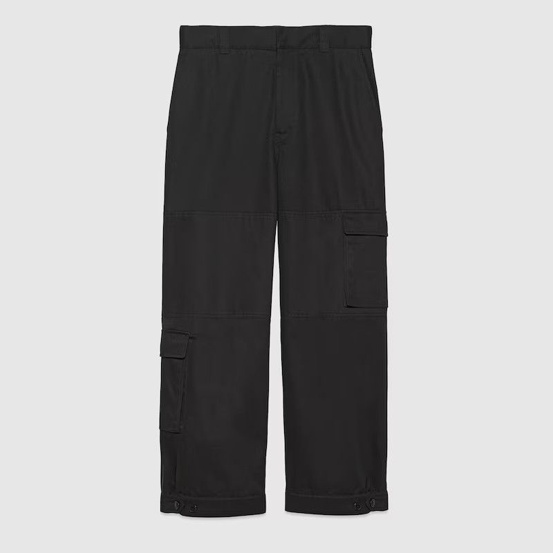 Gucci o1mt1gz0225 Cotton Drill Cargo Trousers With Patch in Black Size US 28 / EU 44 - 1 Thumbnail