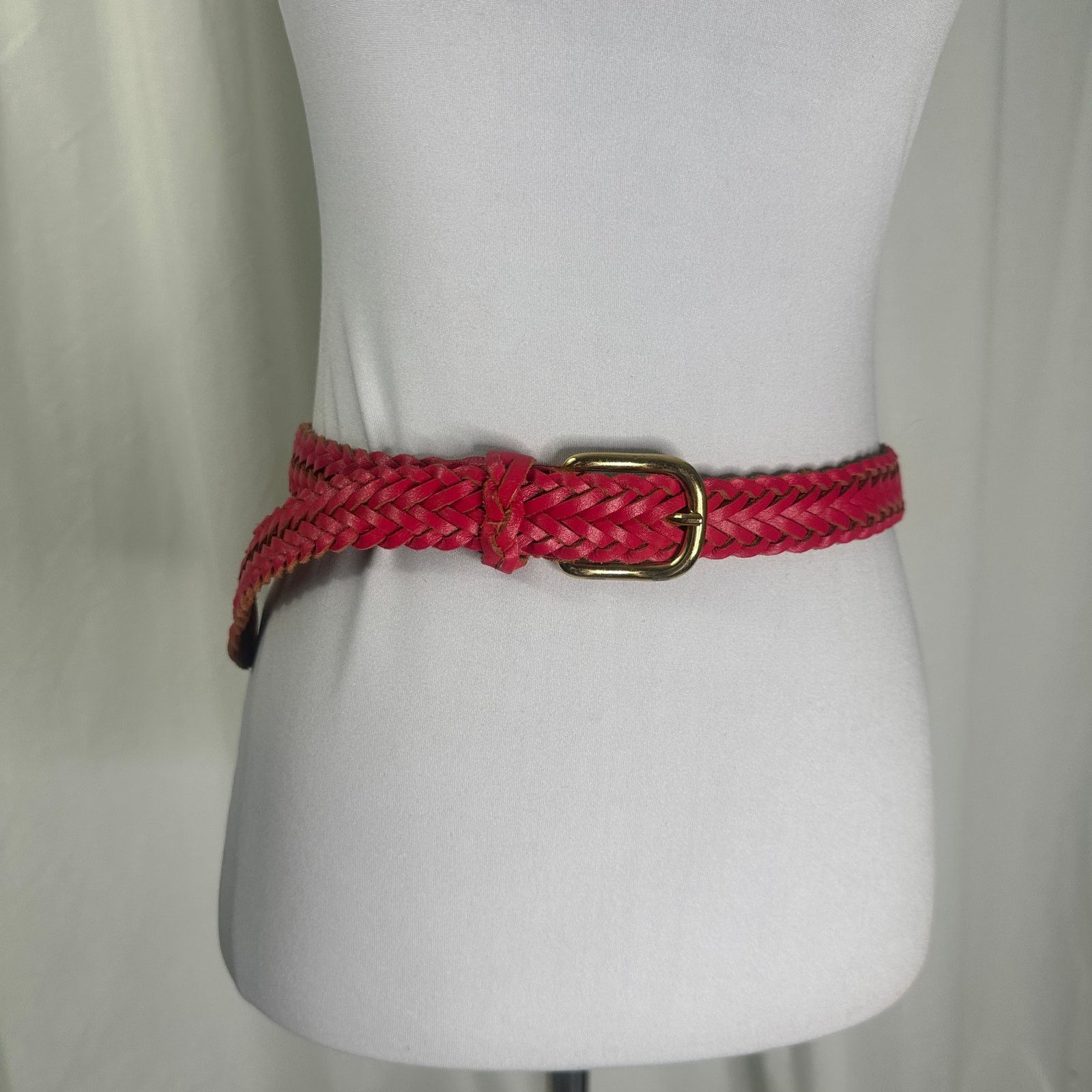 Vintage Vintage 80s Capezio Hot Pink Braided Leather Belt M/L Size ONE SIZE - 7 Thumbnail