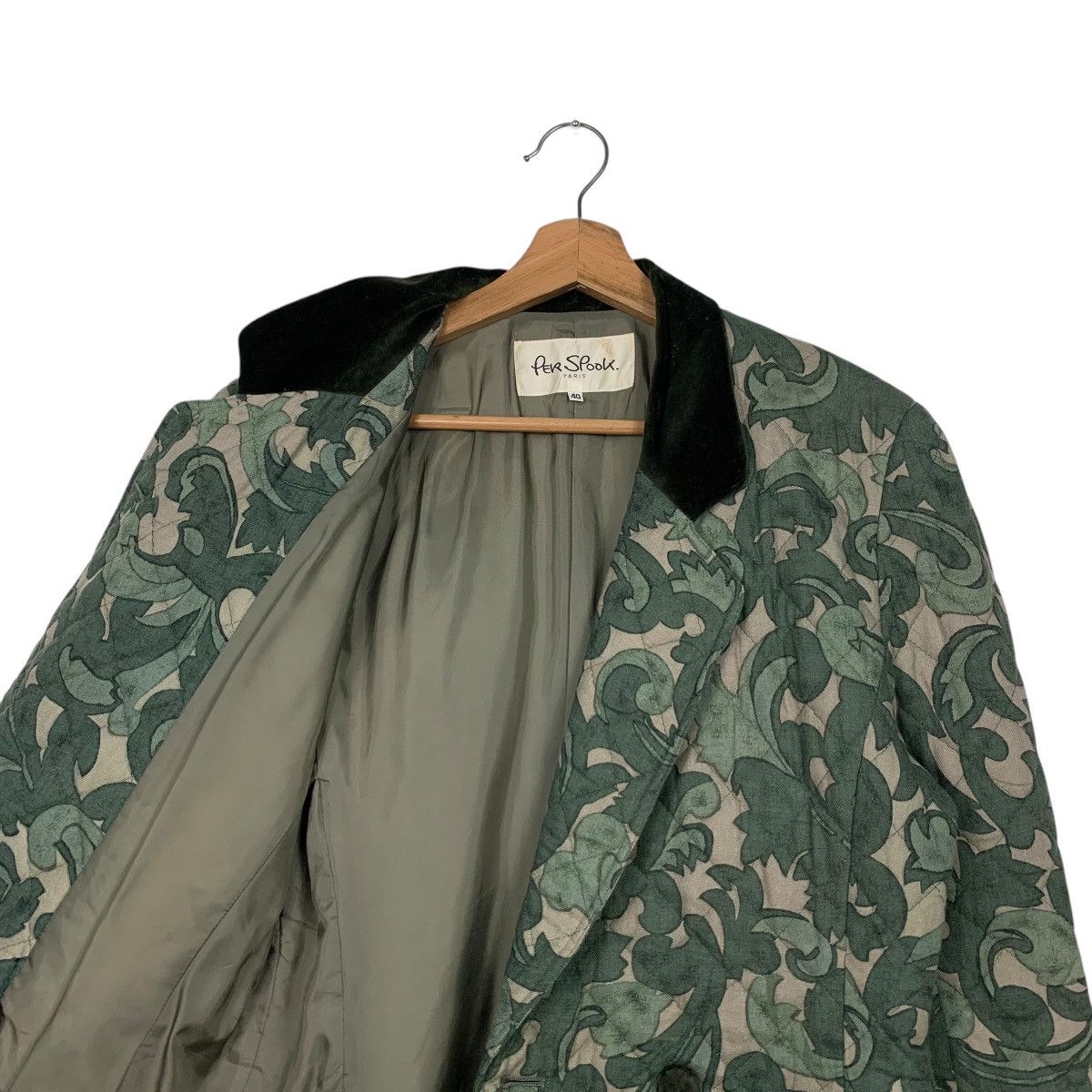 Japanese Brand Vintage PER SPOOK Paris Leaf Print Quilted Jacket #2574-C116 Size S / US 4 / IT 40 - 10 Thumbnail