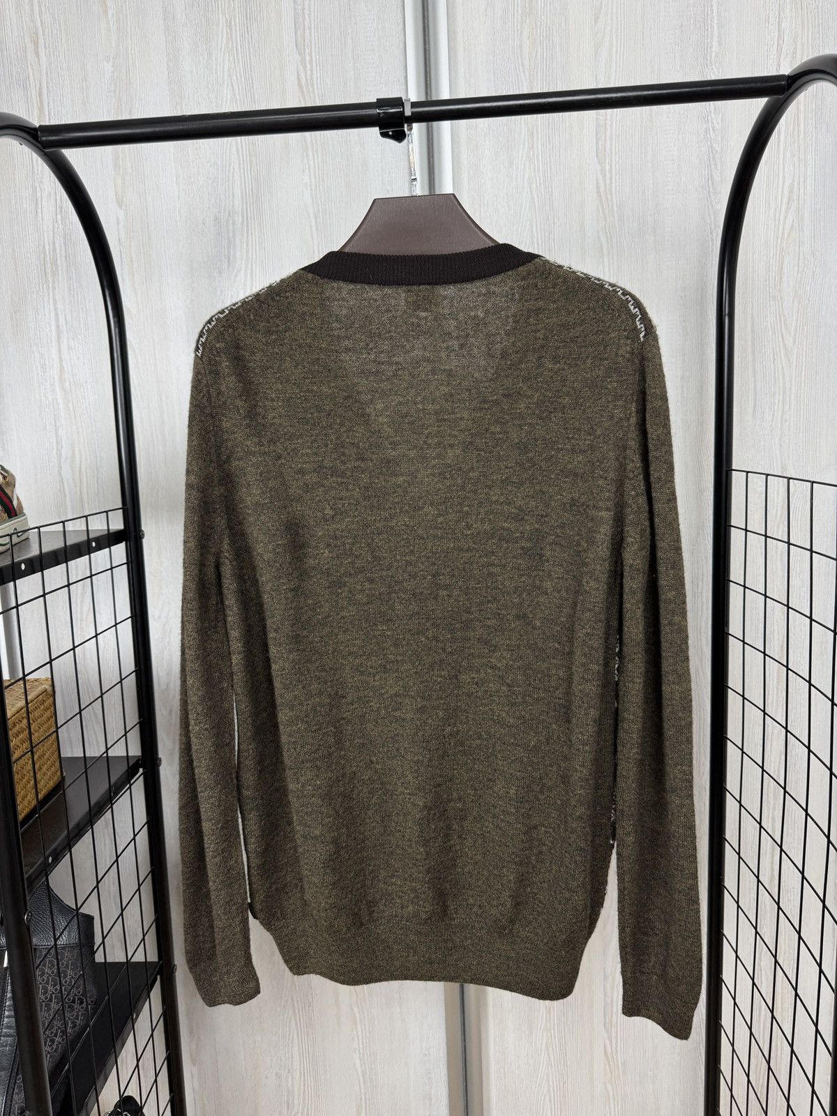 Hugo Boss Hugo Boss striped ornament wool alpaca angora silk cardigan Size US L / EU 52-54 / 3 - 13 Thumbnail