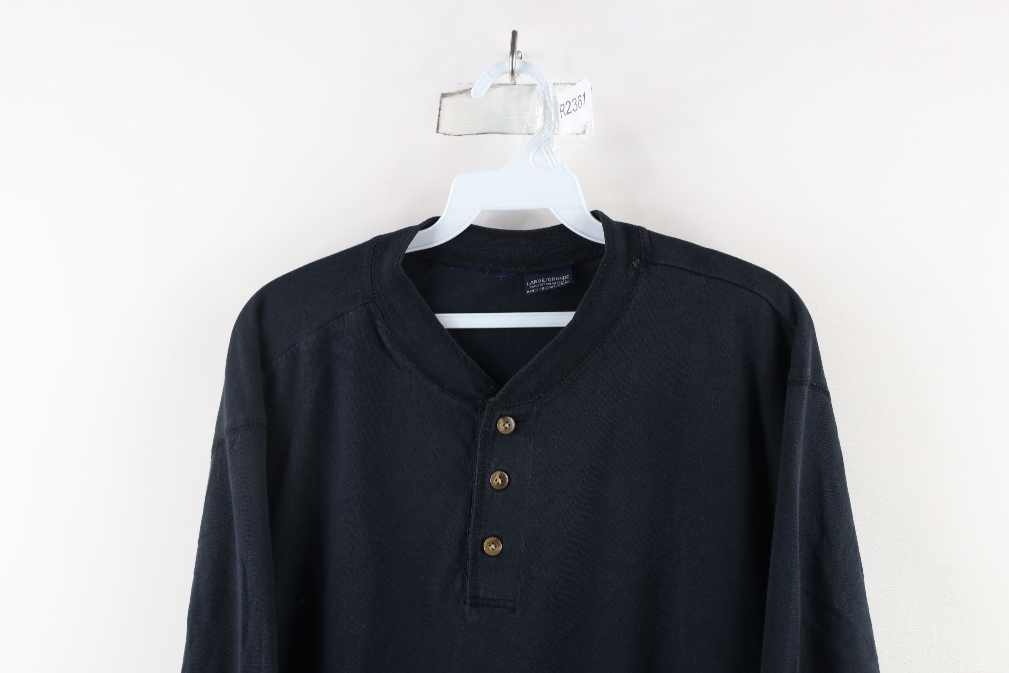 Vintage Vintage 90s Streetwear Long Sleeve Henley T-Shirt Black Size US L / EU 52-54 / 3 - 2 Thumbnail