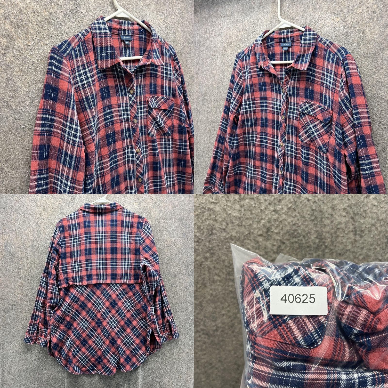 J. Jill J. Jill Shirt Womens Medium Red Plaid Button-Up Long Sleeve Flannel Tunic Top Size M / US 6-8 / IT 42-44 - 8 Thumbnail