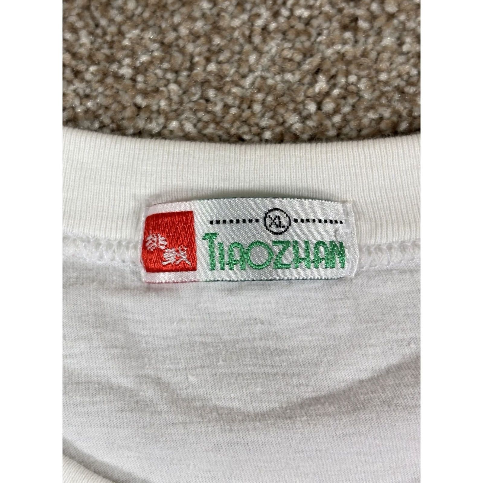 Vintage VINTAGE 90s Chinese Dragon T-Shirt Hong Kong Single Stitch AOP Tee Size XL White Womens Short Sleeve Crew Neck Cotton Tiaozhan Size XL / US 12-14 / IT 48-50 - 3 Thumbnail