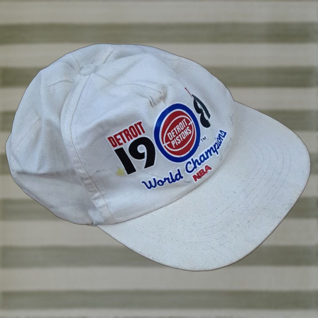 Vintage VINTAGE World Champions Detroit Pistons Hat Snapback Nova Men Adjustable White Cotton Sports Size ONE SIZE - 1 Thumbnail
