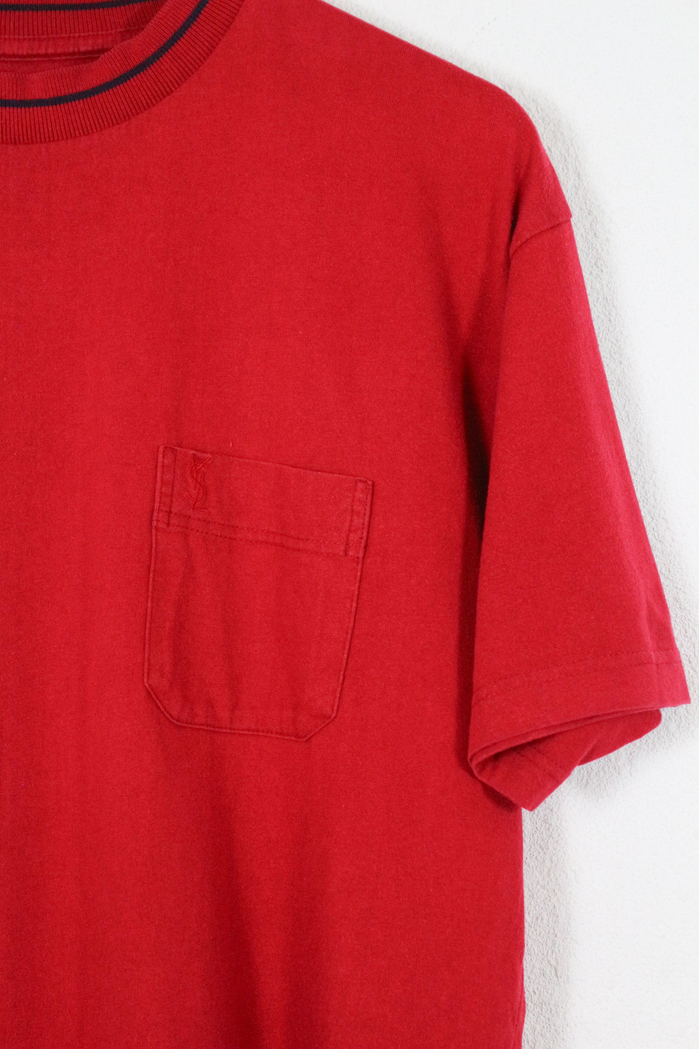Vintage Vintage YSL Yves Saint Laurent Logo Pocket Tee T-shirt 90s Size US XL / EU 56 / 4 - 2 Thumbnail