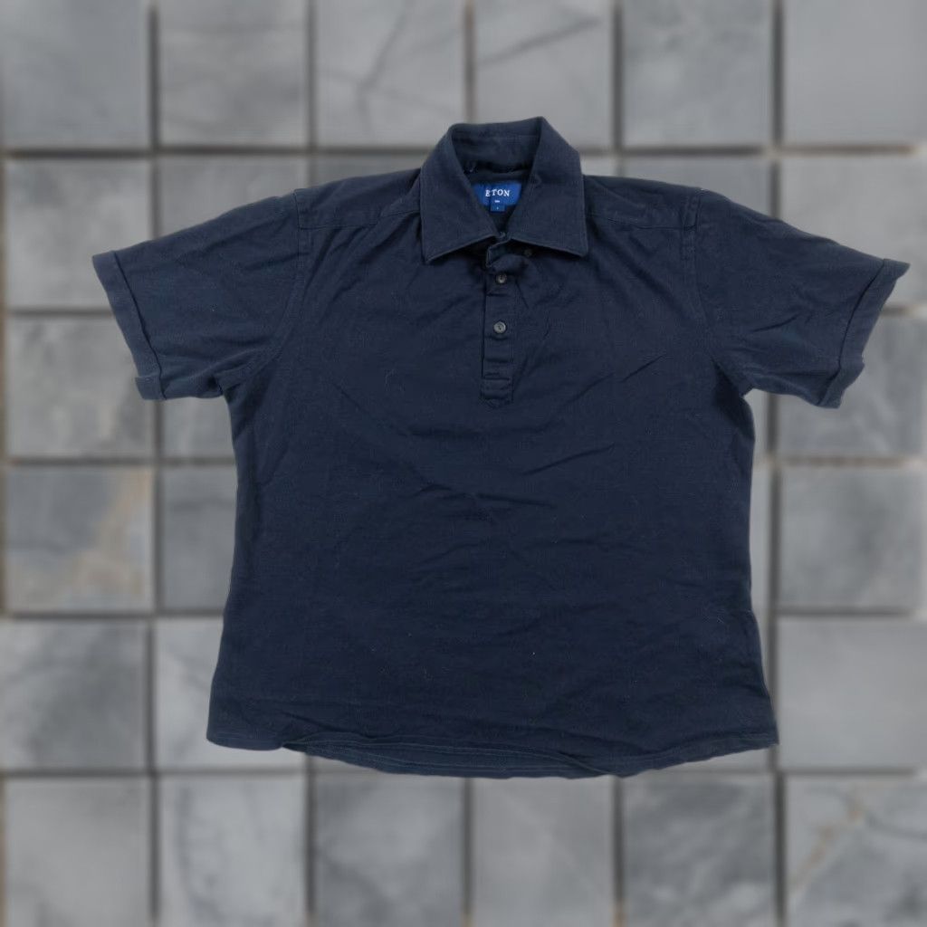 Eton VINTAGE ETON Polo Shirt Women’s Slim Fit Blue Short Sleeve Adult Large Collared Shirt Size L / US 10 / IT 46 - 1 Thumbnail