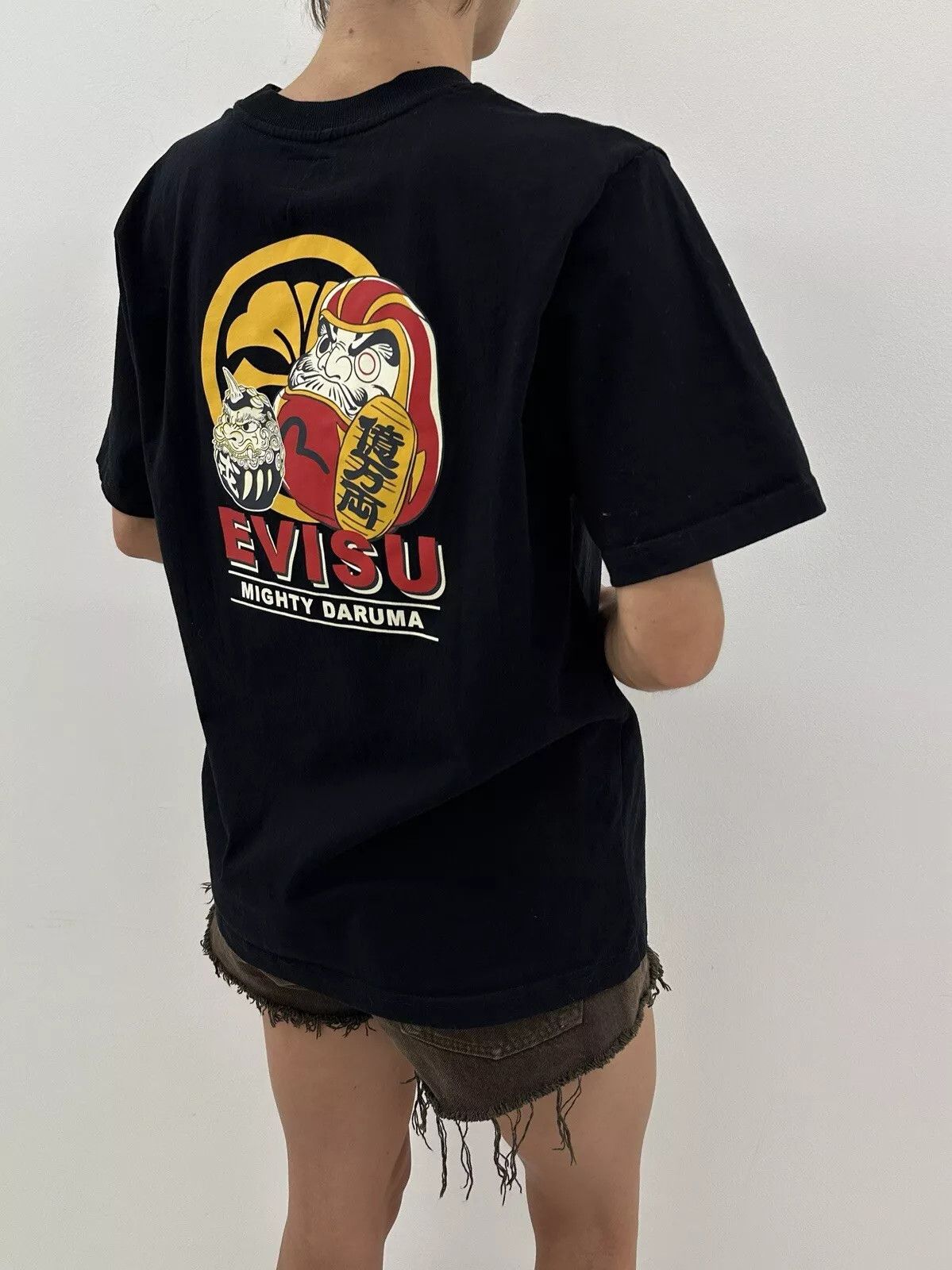 Evisu Evisu Mighty Daruma Womens Face Samurai Print Japan T-Shirt Size M / US 6-8 / IT 42-44 - 5 Thumbnail