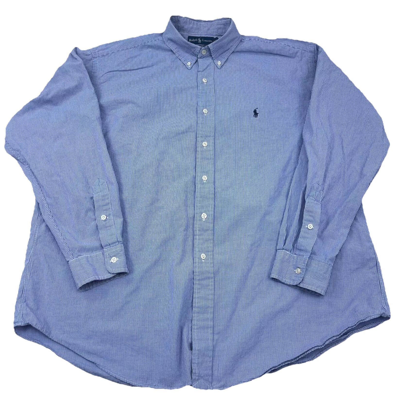 Ralph Lauren Ralph Lauren Button-Up Shirt Men XL Blue White Check Casual Regular Fit Size 46R - 2 Thumbnail
