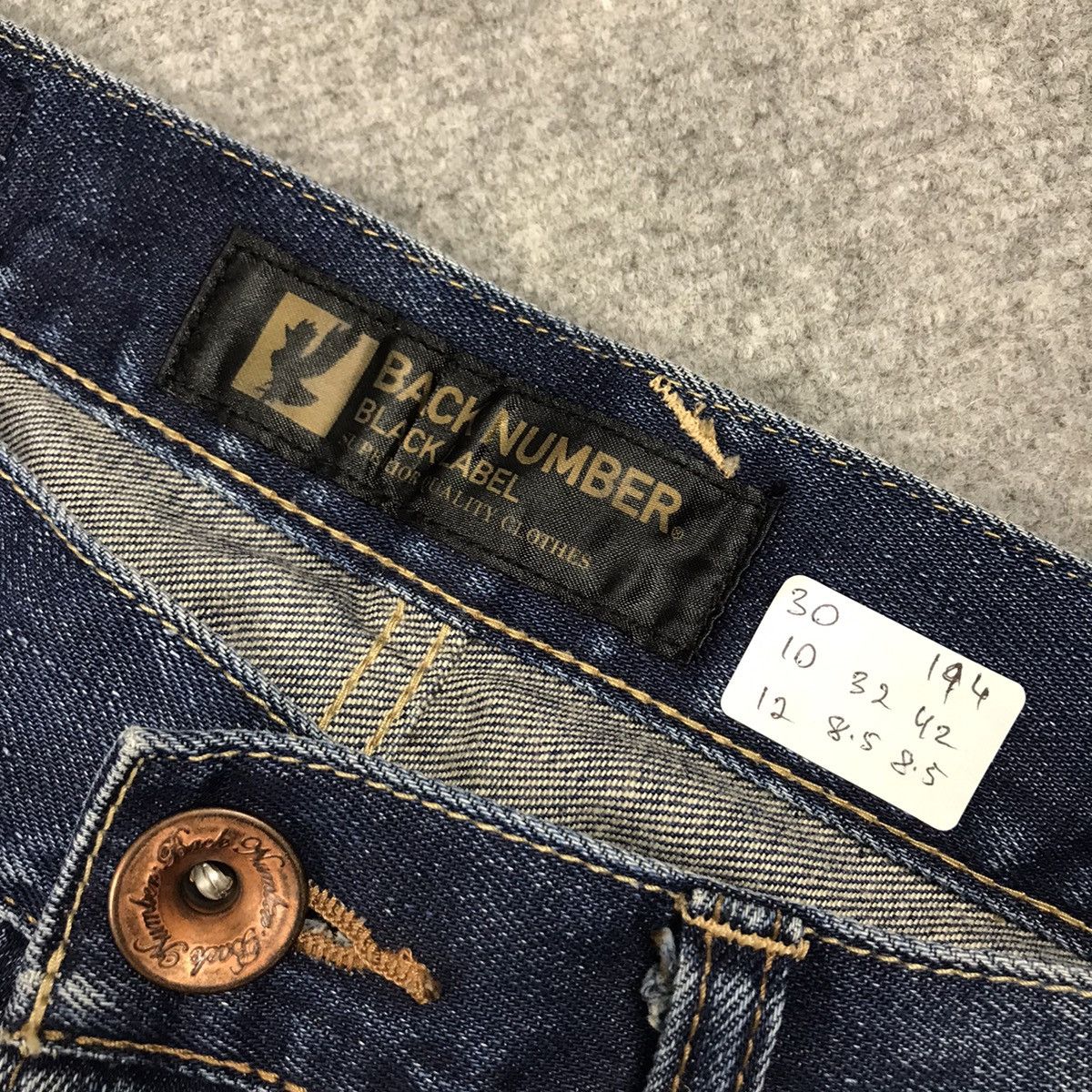 If Six Was Nine × Le Grande Bleu (L.G.B.) DISTRESSED DENIM BACK NUMBER JAPAN BLUE JEANS PANTS Size US 30 / EU 46 - 16 Thumbnail