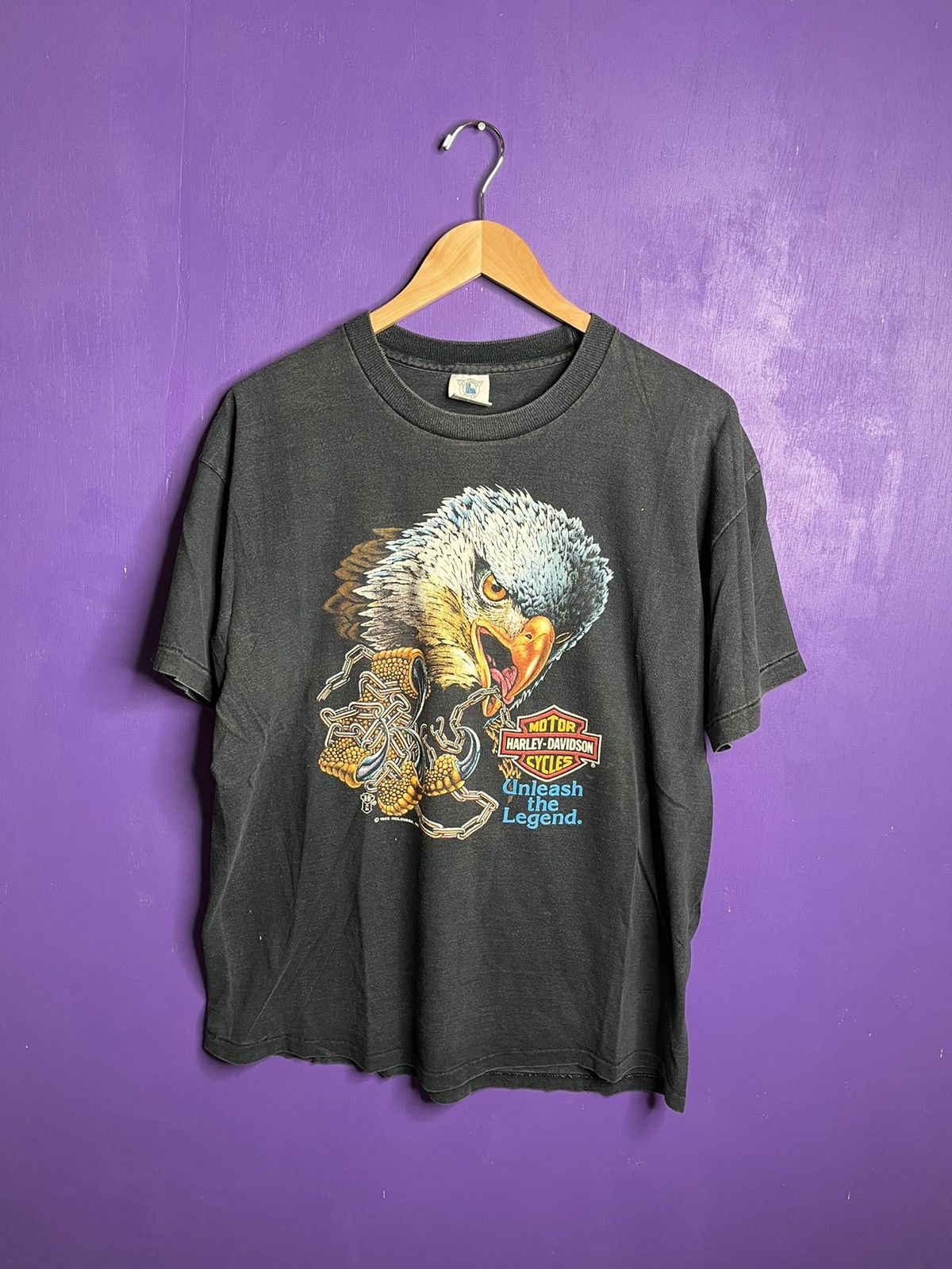 Harley Davidson × Vintage Vintage 1989 Harley Davidson unleash the legend t-shirt Size US L / EU 52-54 / 3 - 1 Thumbnail