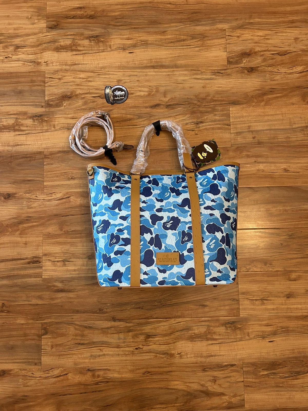 Bape NEW Bape Blue ABC Camo PU Ostrich Leather Tote Bag Size ONE SIZE - 1 Thumbnail