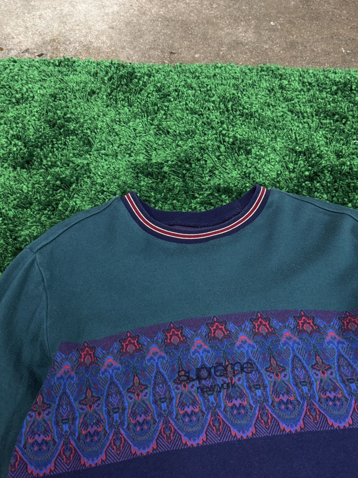 Supreme Supreme Paisley Stripe Euro Logo Long Sleeve Tee Medium SS19 Size US M / EU 48-50 / 2 - 2 Thumbnail