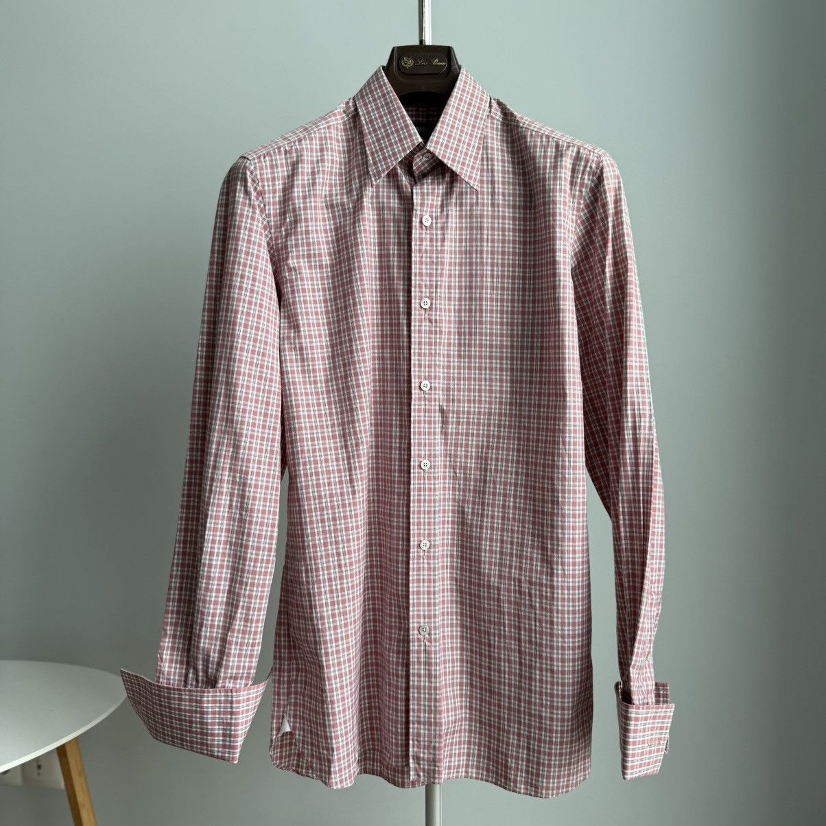 Tom Ford Tom Ford Pink White Check Cotton Dress Shirt French Cuff Size US M / EU 48-50 / 2 - 2 Thumbnail