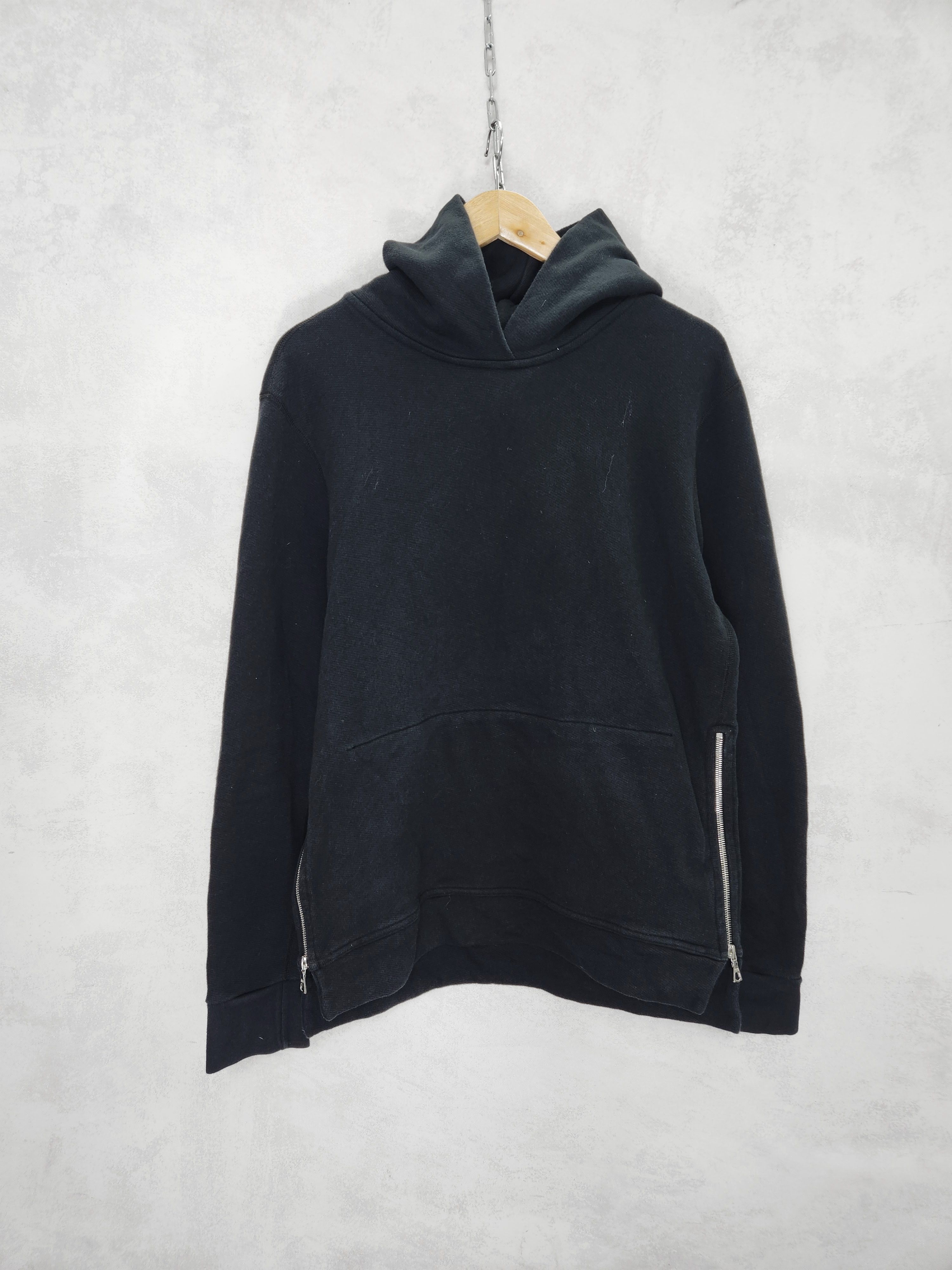 John Elliott Villain Hoodie Mens Black Side Zip Hooded