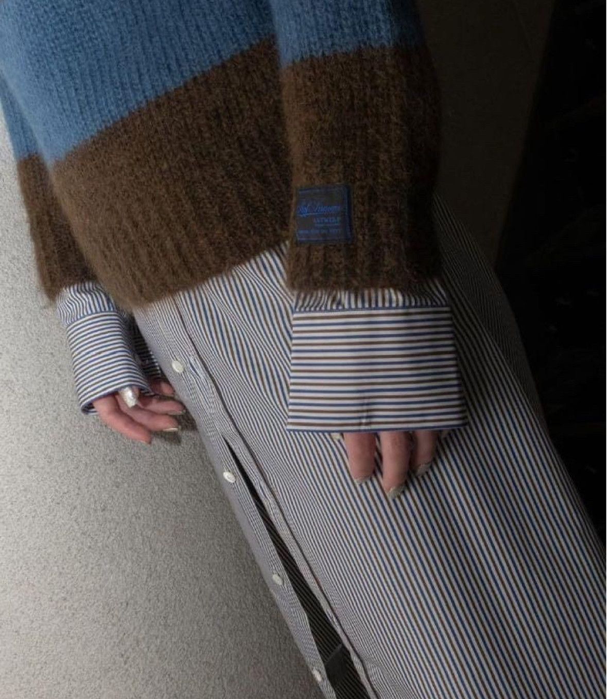 Raf Simons 22AW Trimmed Reversible Stripe Short Sweater-250