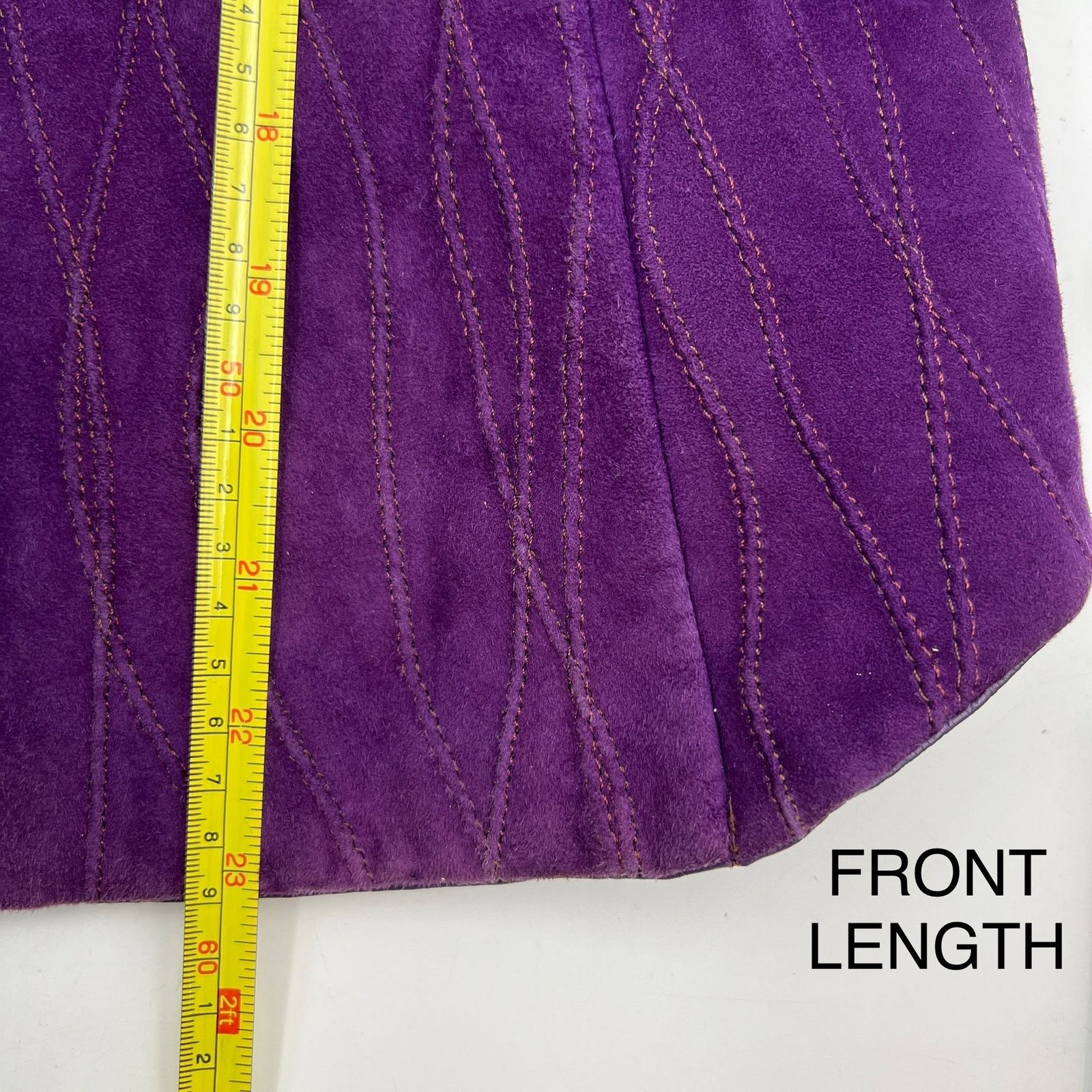 Vintage Gloria Lopez Sauque Suede Leather Jacket Purple Size M / US 6-8 / IT 42-44 - 7 Thumbnail