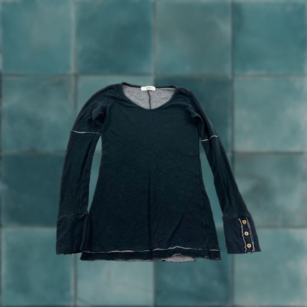 Vintage VINTAGE Able Shirt Womens Small Black Round Neck Pullover Knit T-Shirt Raglan Sleeve Stretch Cuff Size S / US 4 / IT 40 - 1 Thumbnail