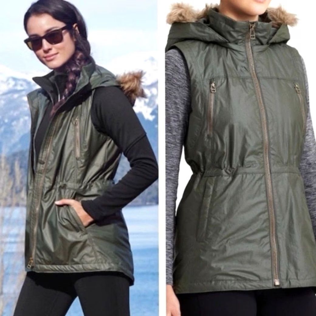 Athleta VINTAGE Athleta Alpine Air Vest Coat Jasper Green Women’s SMALL Removable Hood Size S / US 4 / IT 40 - 2 Thumbnail