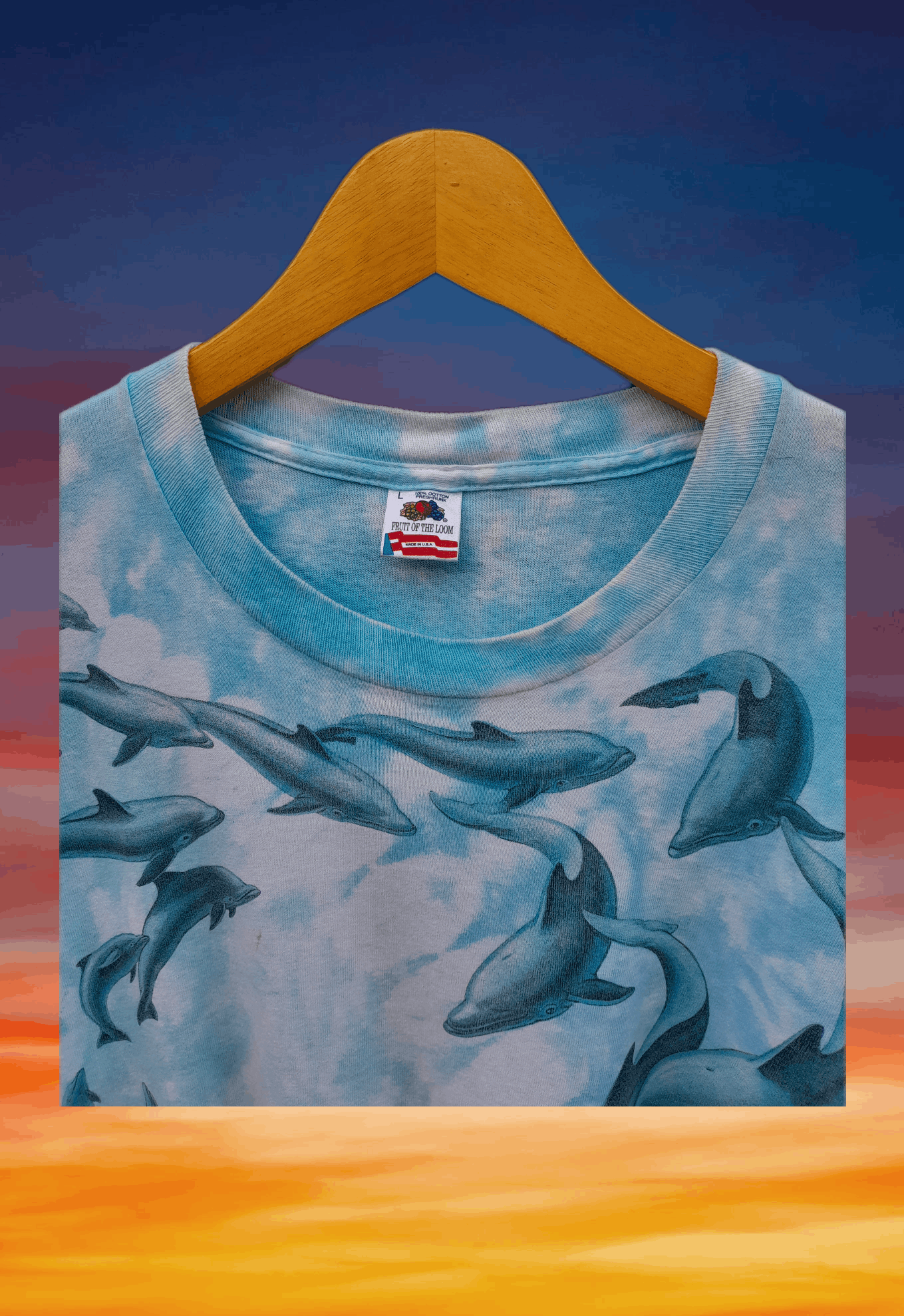 Vintage Vintage 90s Dolphin all over print t-shirt Size US L / EU 52-54 / 3 - 3 Thumbnail