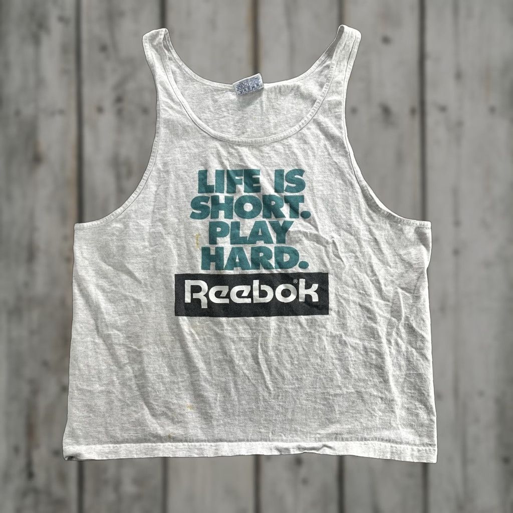 Reebok VINTAGE Reebok Tank Top Mens XL 90s Gray Graphic Print Cotton Athletic Sleeveless Made USA Size US XL / EU 56 / 4 - 1 Thumbnail
