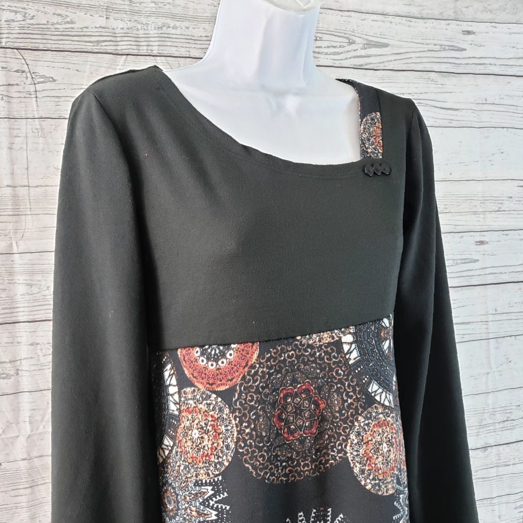 Vintage Coline Womens Blouse Geometric Long Sleeve S Black Geometric Coline Blouse Short Sleeve? Size S / US 4 / IT 40 - 2 Thumbnail