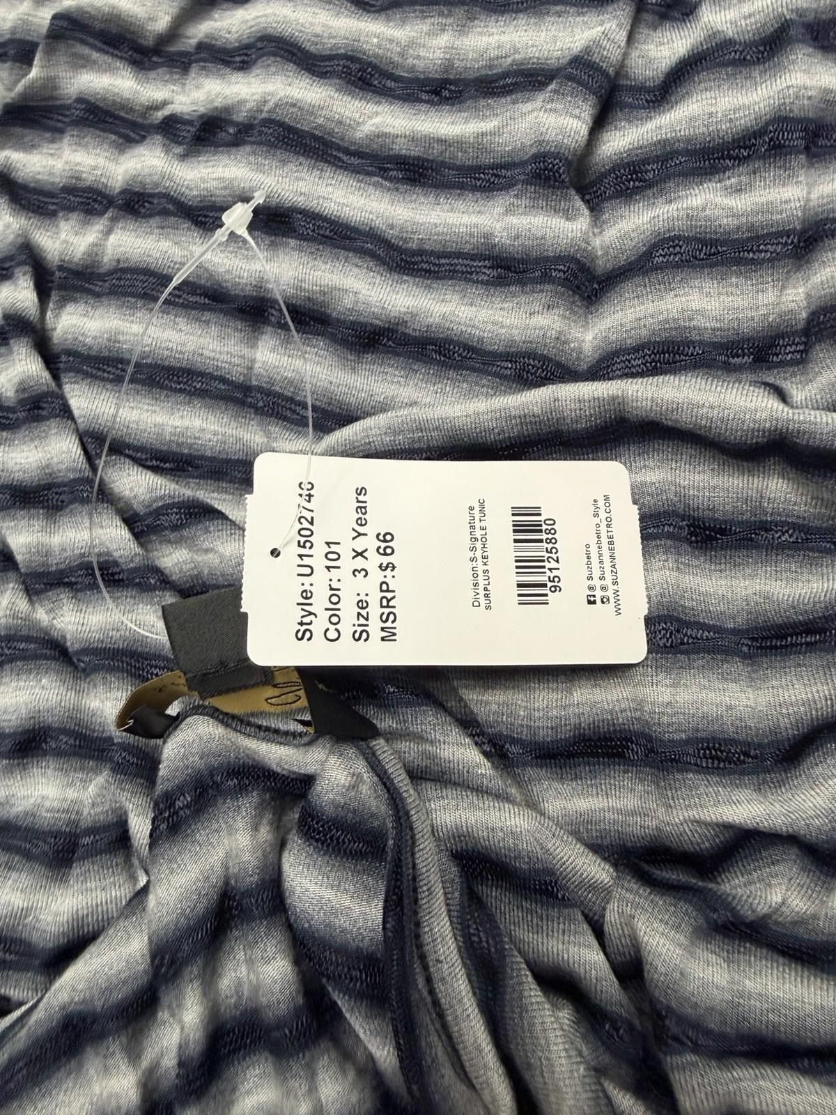 Other Suzanne Betro 3X Stripe Surplice Drape Top Blue Gray Size 3XL / US 20-22 - 6 Thumbnail