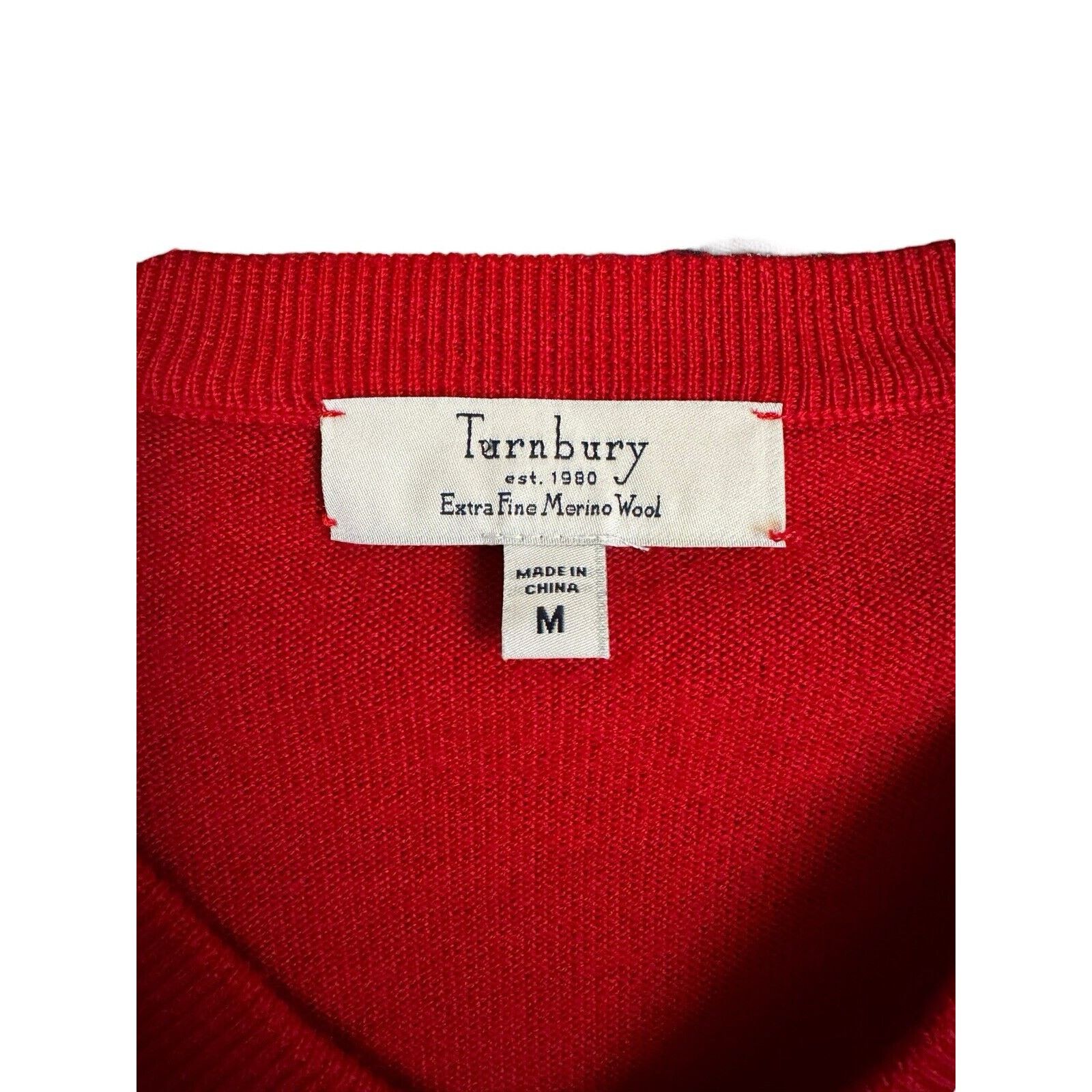 Turnbury Turnbury Merino Wool Men's Long Sleeve Sweater Red V-Neck Size US M / EU 48-50 / 2 - 7 Thumbnail