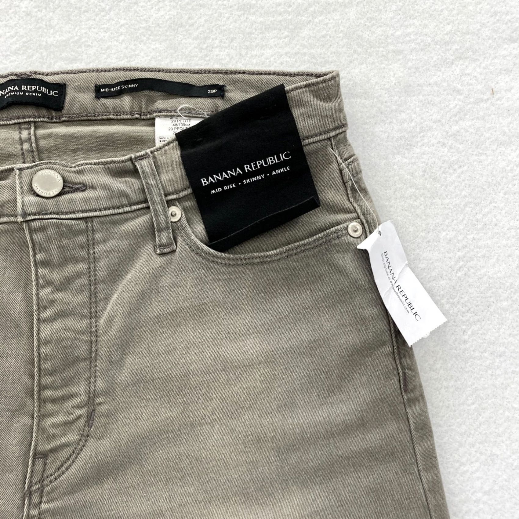 Banana Republic Banana Republic Premium Denim Jeans Women's 29P Gray Stretch Mid Rise Skinny NWT Size 29" - 3 Thumbnail