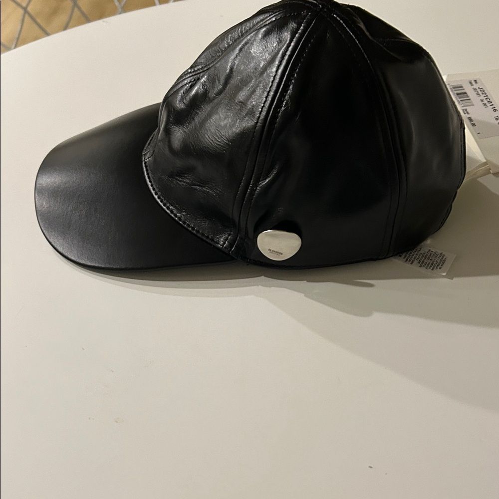 Jil Sander Jil Sander men’s Black Calfskin Cap, Black, Size Small, NWT Size ONE SIZE - 5 Thumbnail