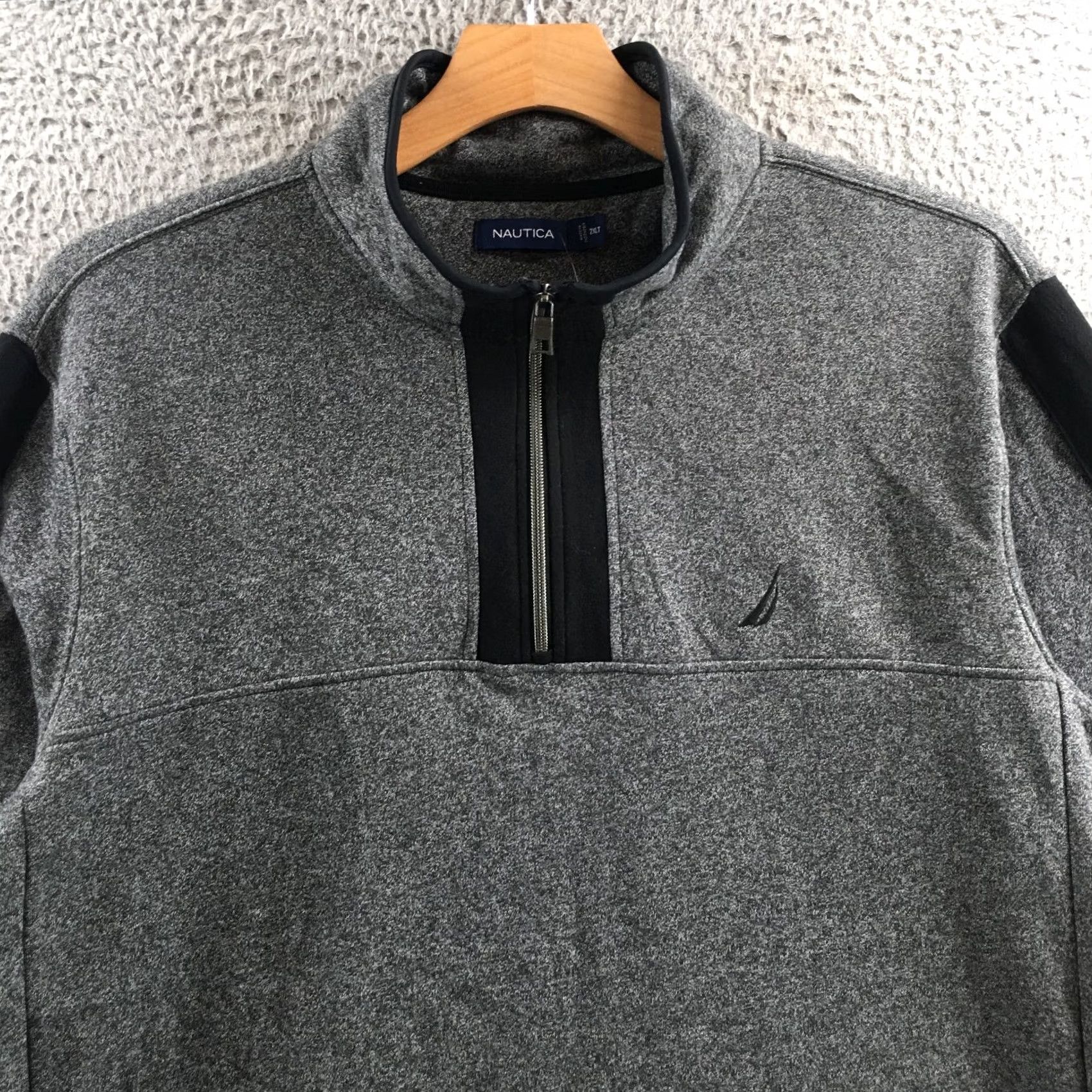 Nautica Nautica Sweater Mens 2XLT Gray 1/4 Zip Long Sleeve Mock Neck Cotton Blend Casual Size US XXL / EU 58 / 5 - 2 Thumbnail