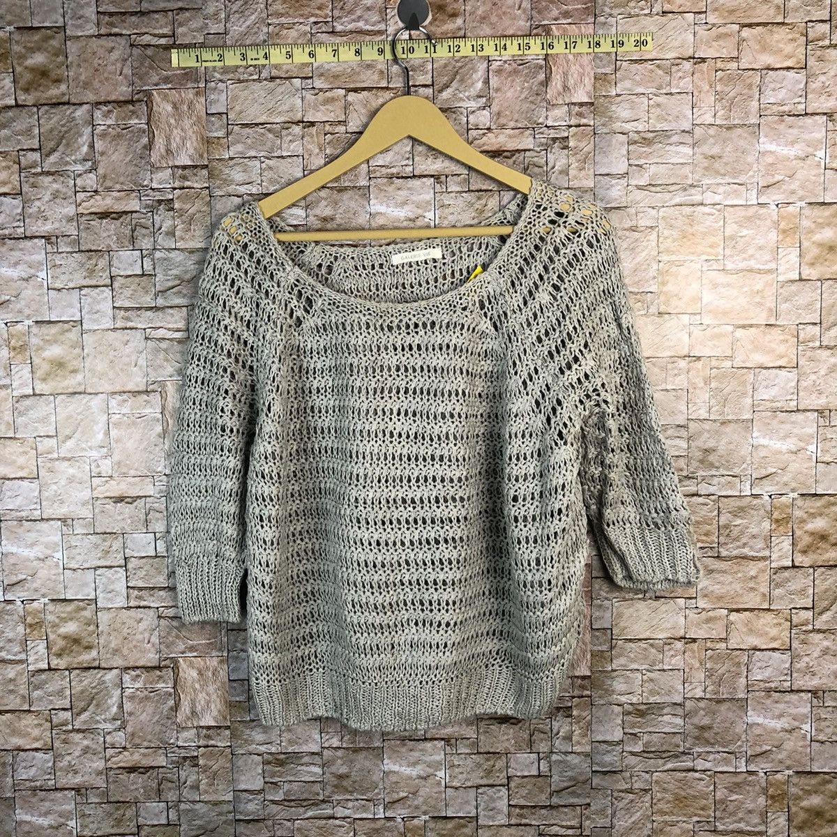 Homespun Knitwear Galevie Vie Grey crochet vintage Knitwear #A507 Size S / US 4 / IT 40 - 1 Thumbnail