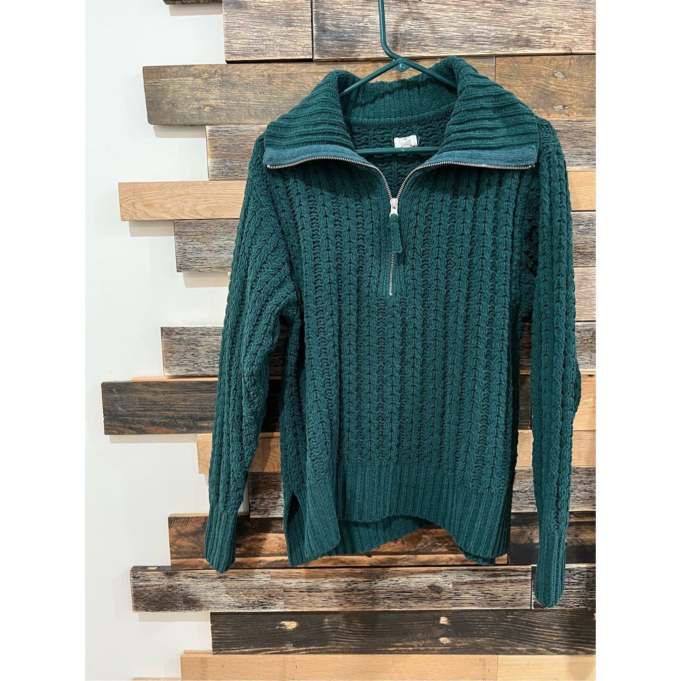 Other Aerie Cable knit Quarter Zip Sweater Forest green oversized Size XS / US 0-2 / IT 36-38 - 2 Thumbnail