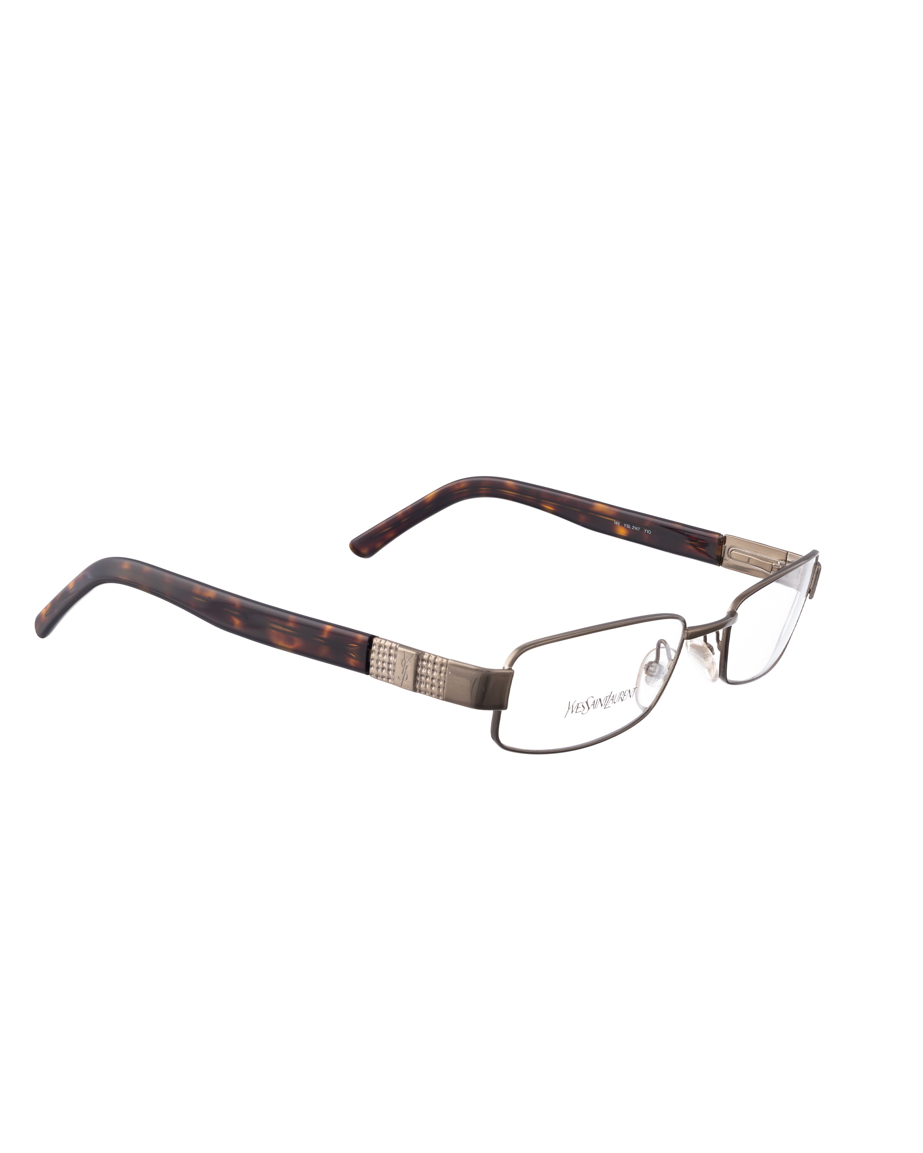 Yves Saint Laurent Yves Saint Laurent 00s Silver Glasses with Leopard Temples Size ONE SIZE - 1 Thumbnail